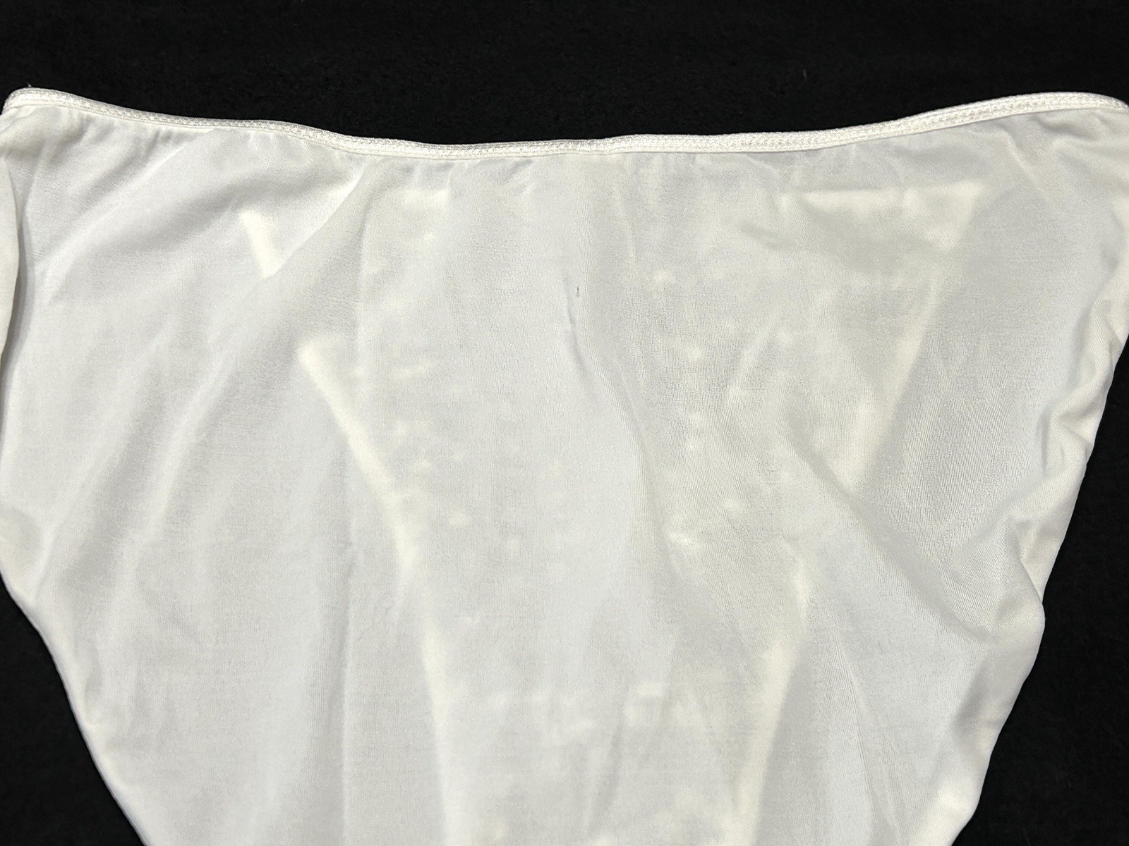 Vtg DONNA LOREN 105X Embroidered Sheer Mesh Satin 4X White String Bikini Panties