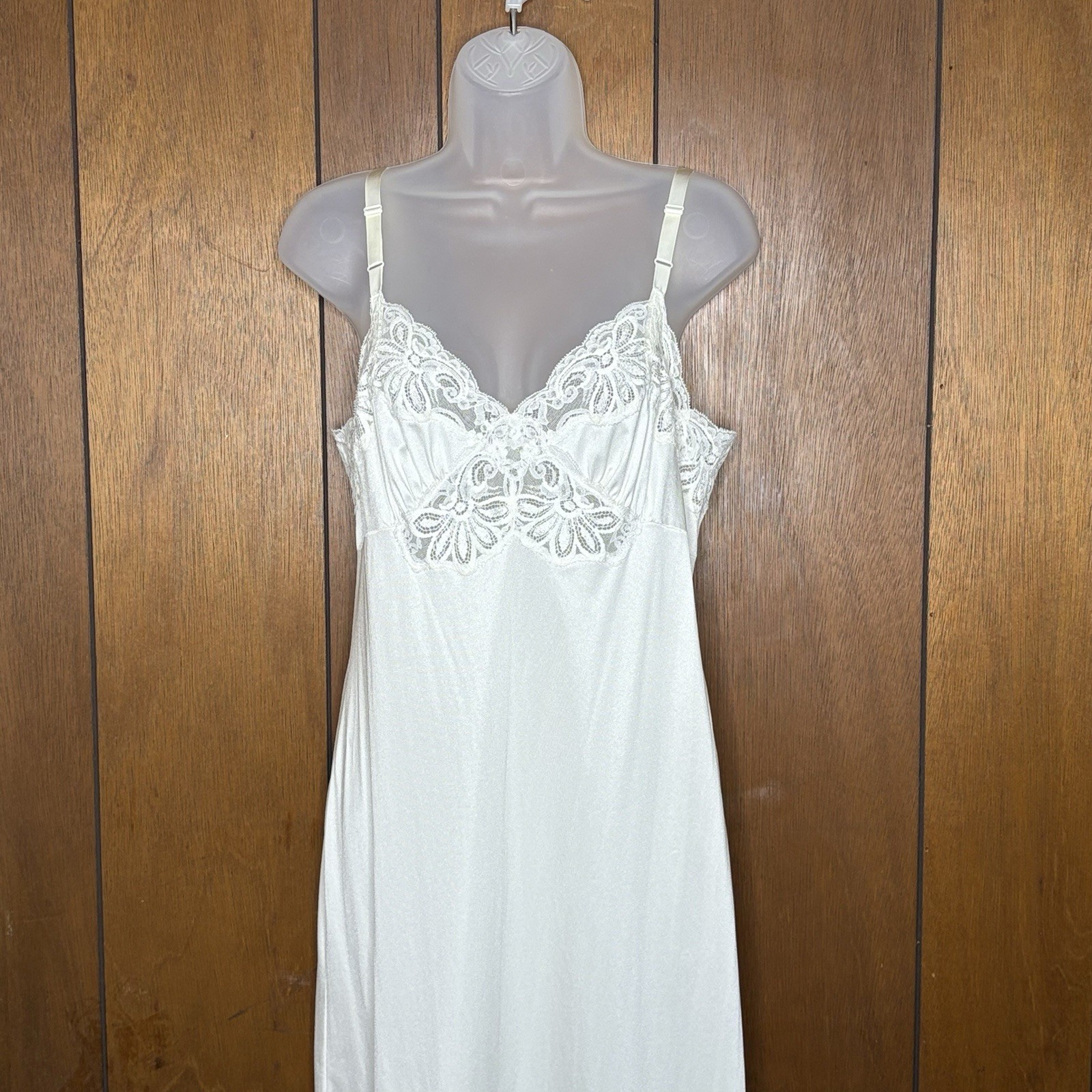 VTG 90s Shadowline Slip Dress Women 34 MS White Coquette Romantic Regency Y2K