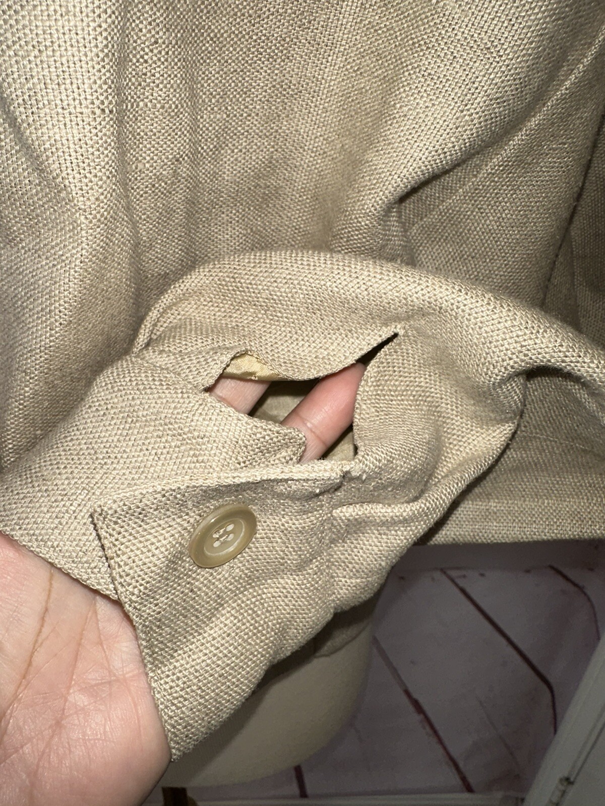 Vintage AMEN WARDY Made In France Size 42 Khaki Tan Knit Jacket 70s 80s Retro