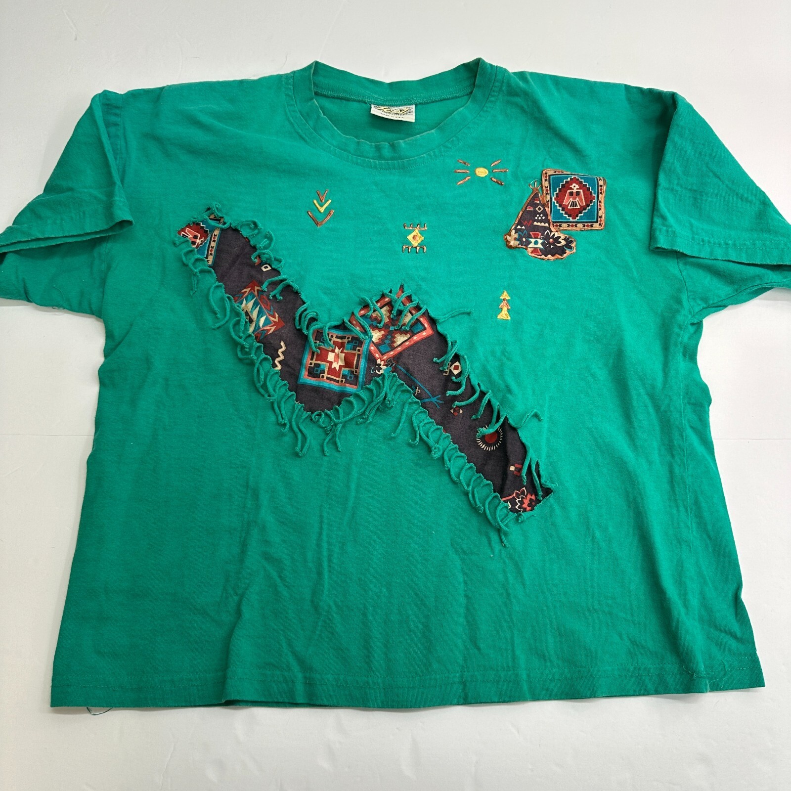 Vintage Fast Shirt Womens One Size Green Cotton Crew Neck Short Sleeve USA Made