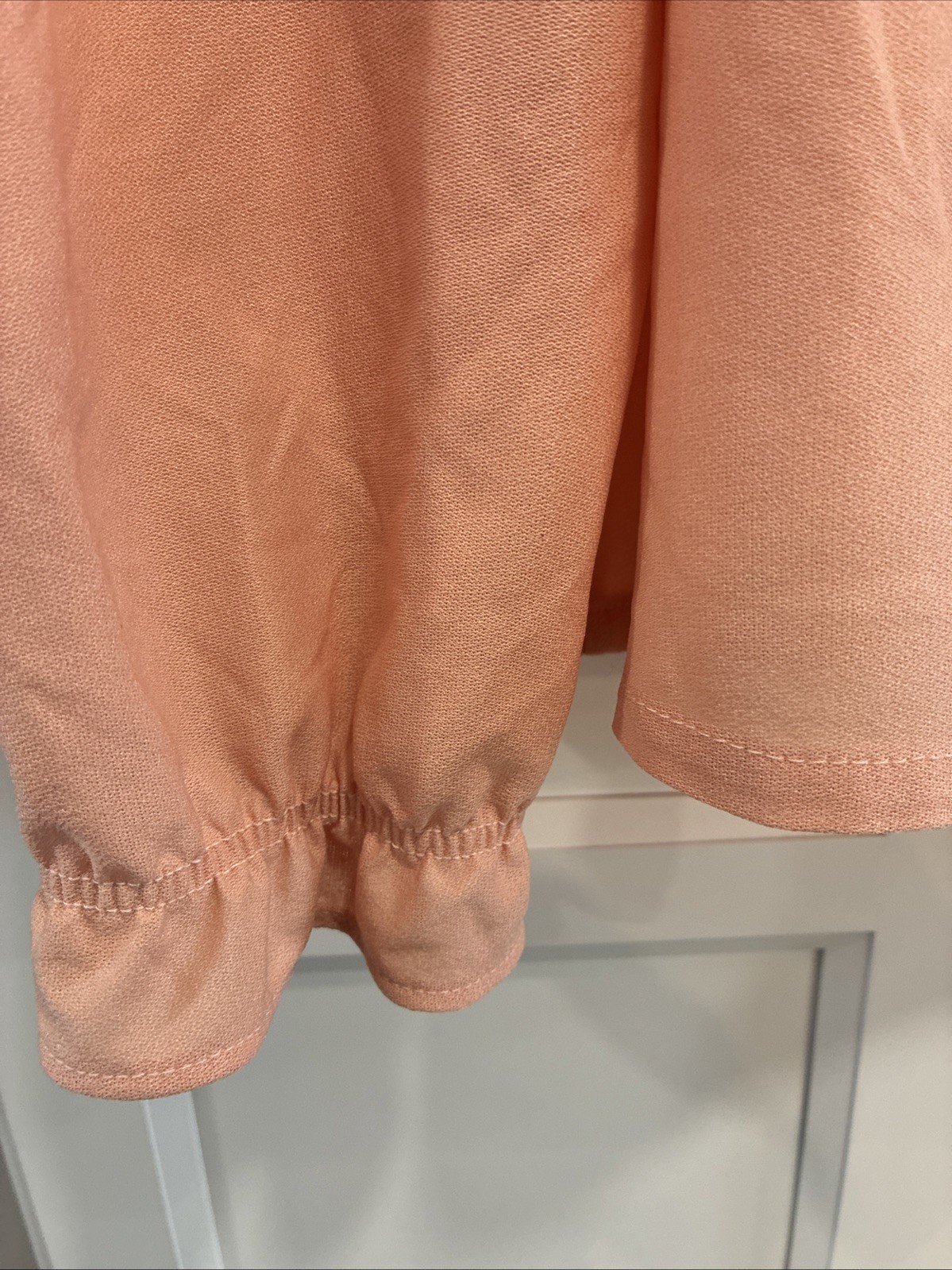 VTG Eccobay Peach Ruffle Mock Neck Blouse Sz L ? Romantic Cottage Core