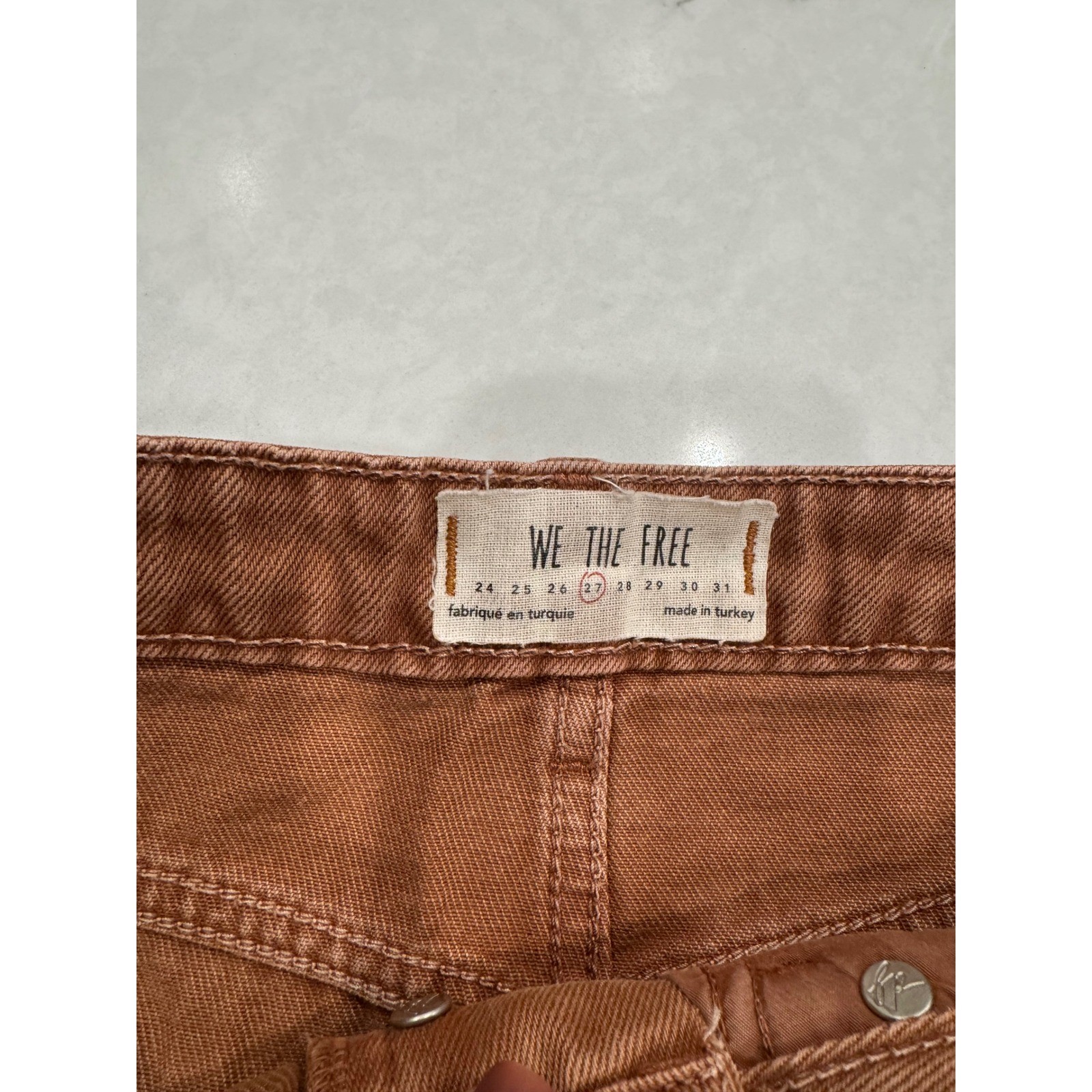FREE PEOPLE We The Free Y2K Denim Distressed Raw Hem Mini Skirt Size 27