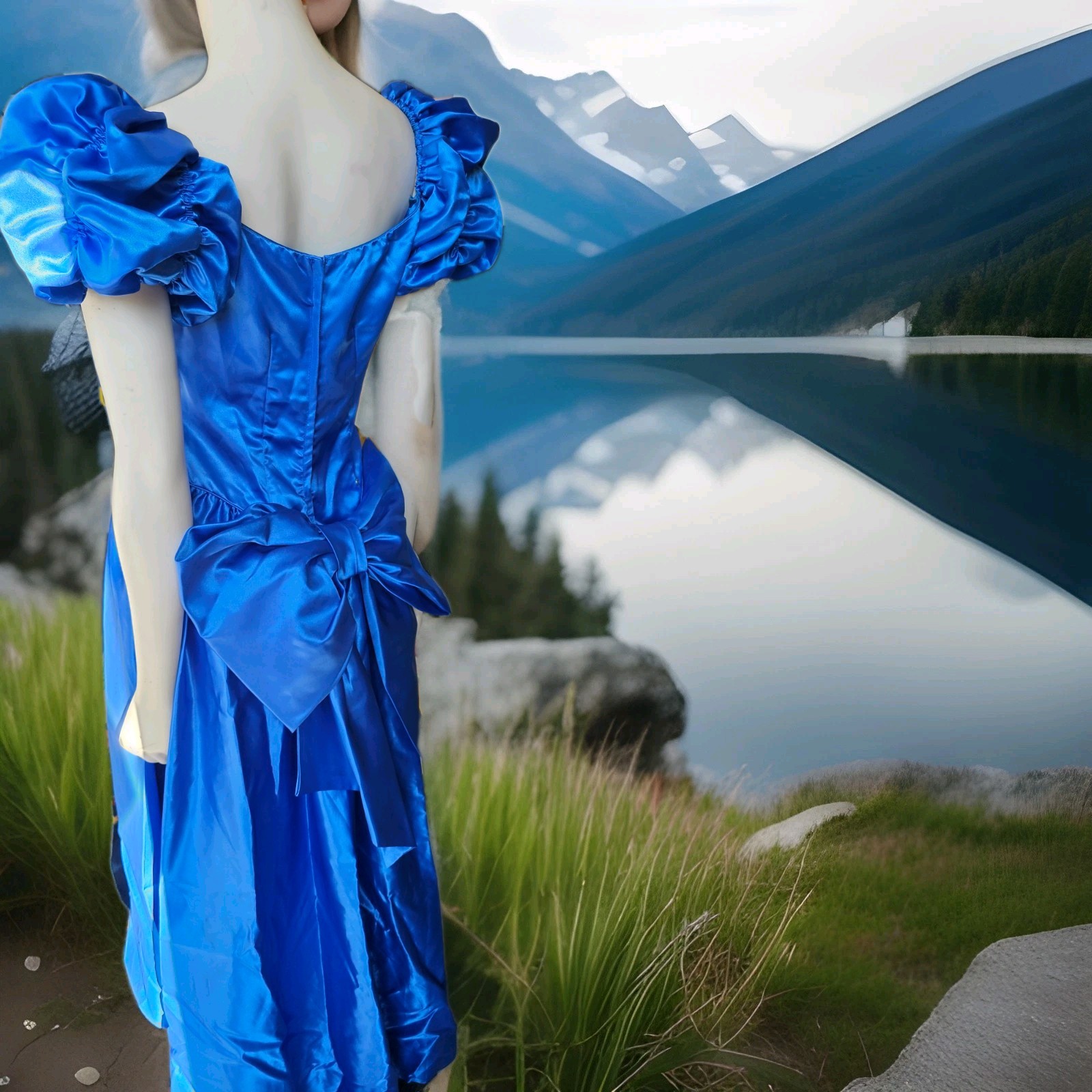 Vintage Eve of Milady Rare Cinerella Style Dress with Bowtie In Back Size 12 USA