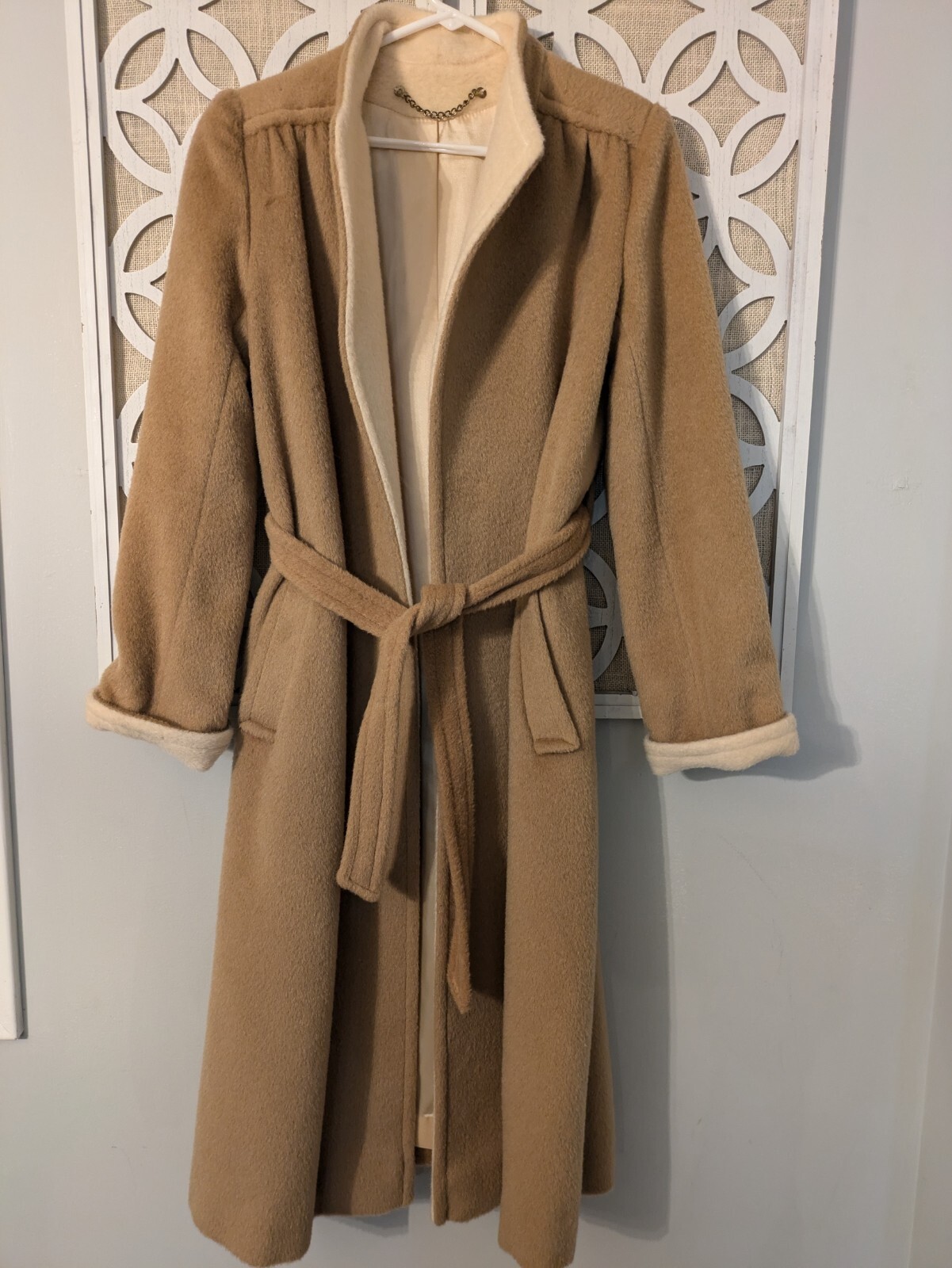 Vtg Forstmann By Stevens Belted Trench/Overcoat Wool Mohair Women’s Medium