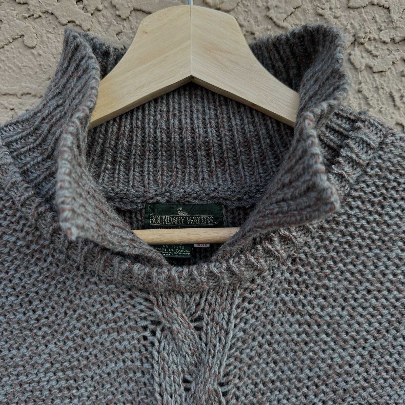Vintage Wool Blend Boundary Waters Brown & Gray Collared Sweater Size 16/18