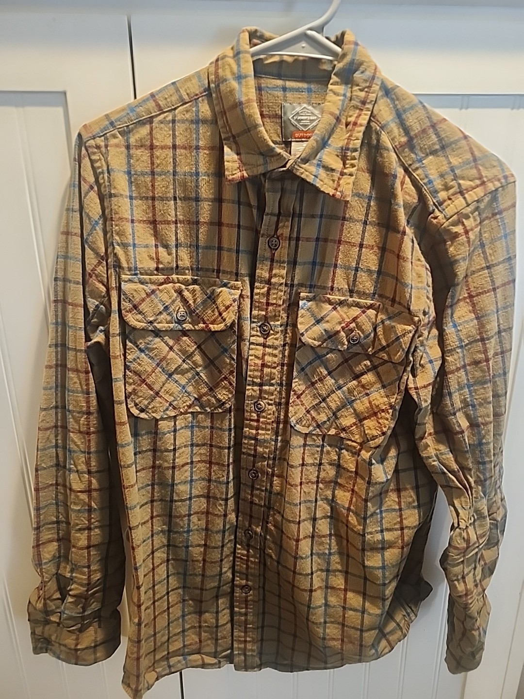 2 St John’s Bay Flannel Shirt Women’s Long Sleeve Size S Green Plaid Heavy VTG
