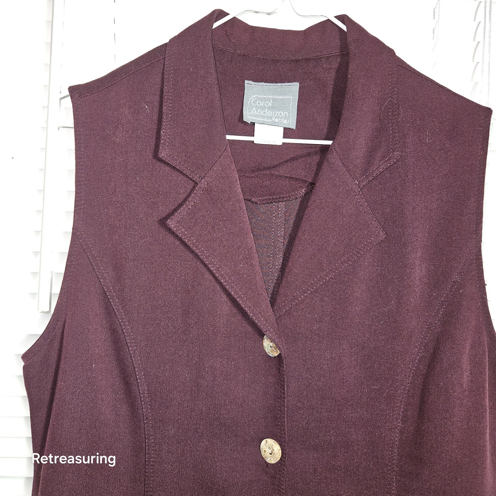 Vintage 1980’s Carol Anderson Petites Women’s 8 Maroon Tunic Vest Made in U.S.A.