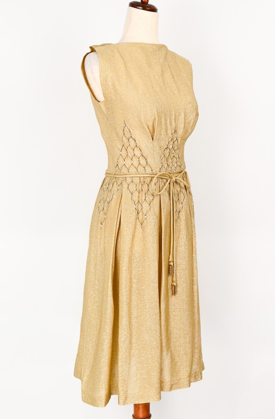 Vintage 60s Gold Lame CARLYE Midi Dress