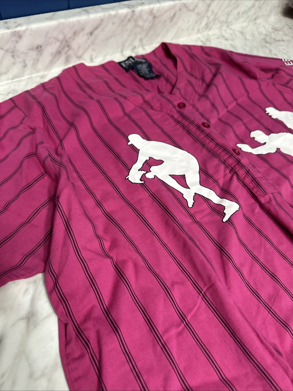 ESLEEP Boxer Pajamas VINTAGE 90s Baseball 12” = +45 Great Condition Large Pink