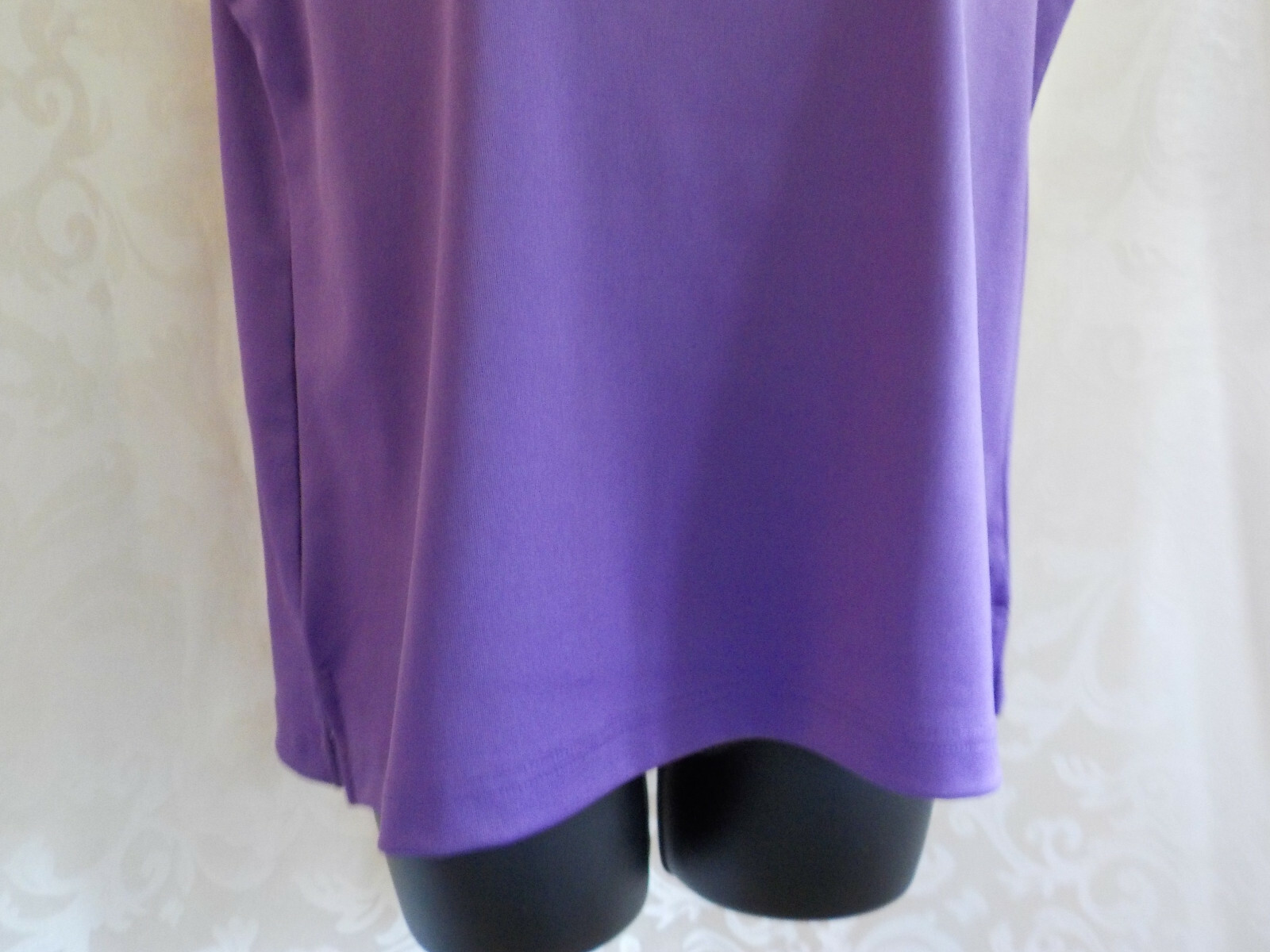 Vintage N Touch Blouse Size PM Purple Moch Neck Sleeveless Side Vents Blend