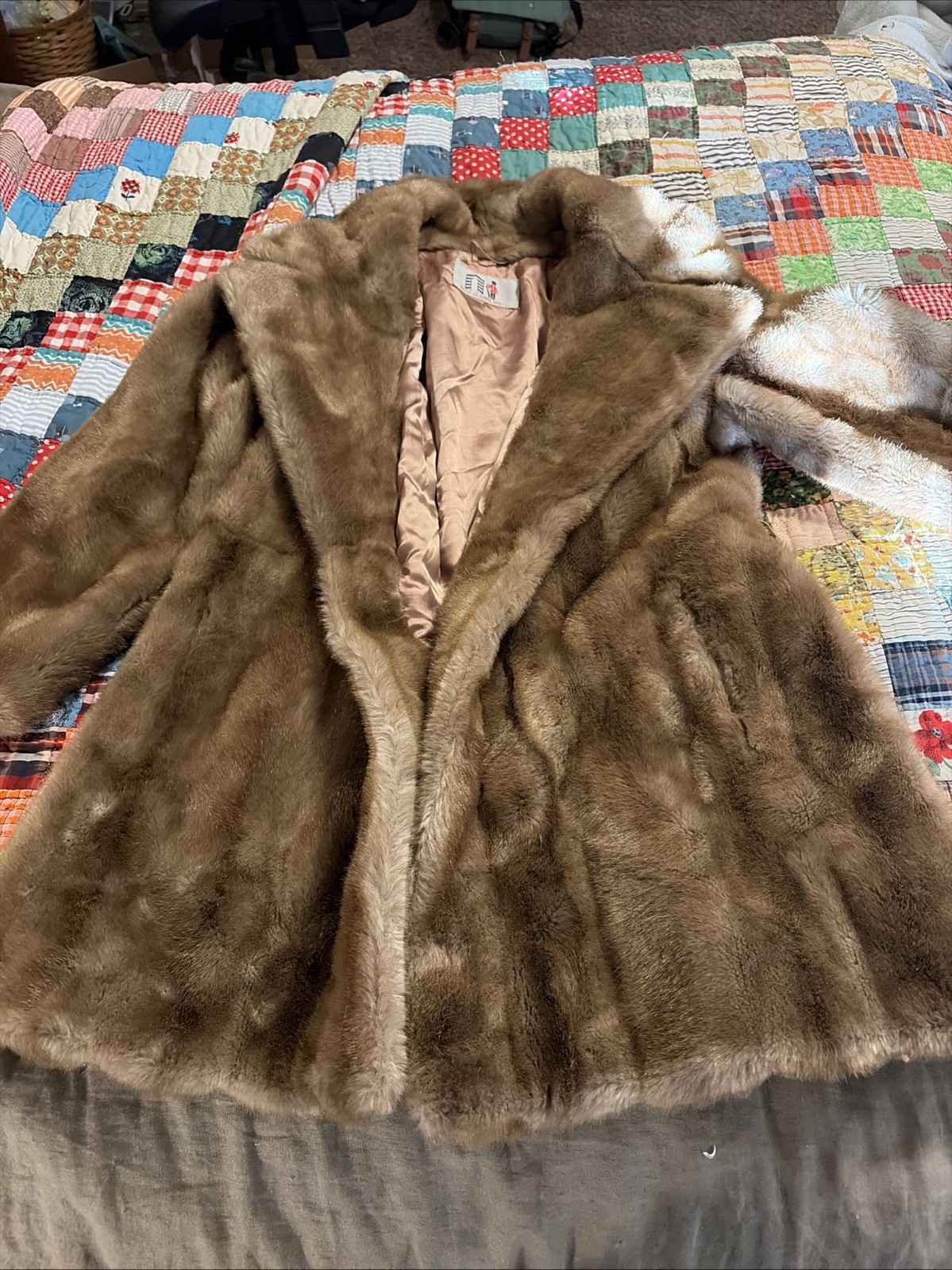 Vintage Lilli Anne Faux Fur Lined Jacket England Nice 1960’s Untagged AS IS READ