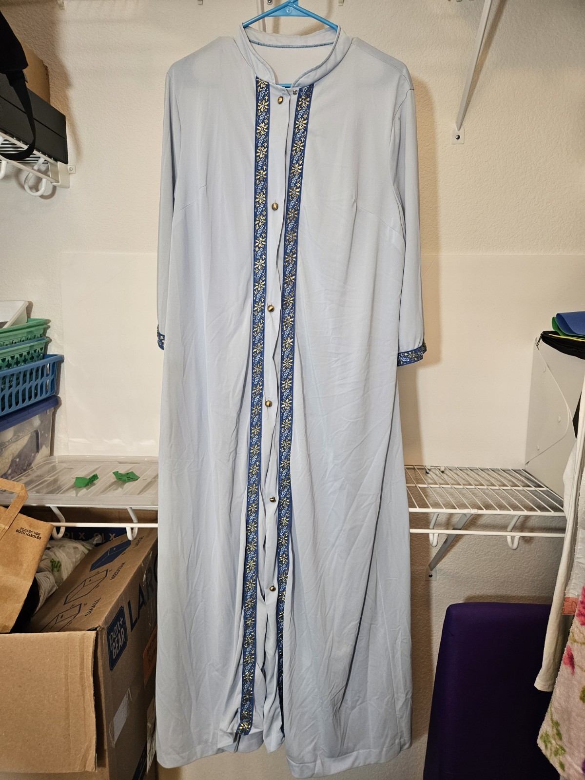 Vintage Nylon Peignoir Set Nightgown & Robe Lorraine L Blue 2 Tone rare style