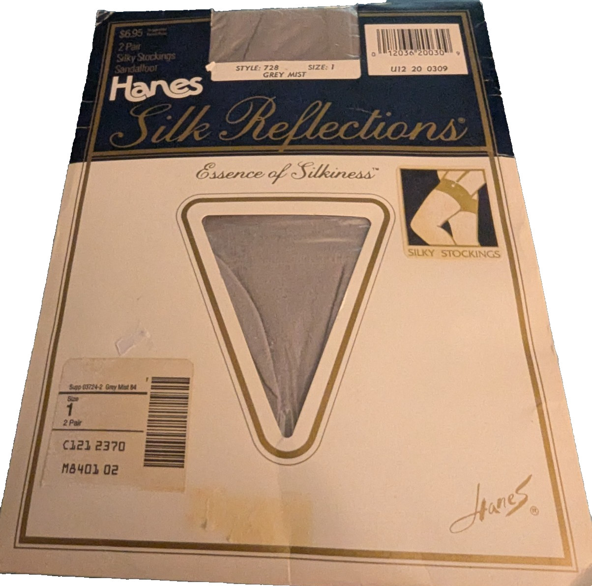 Hanes silk reflections 2 pair silky stockings sandalfoot grey mist NWT