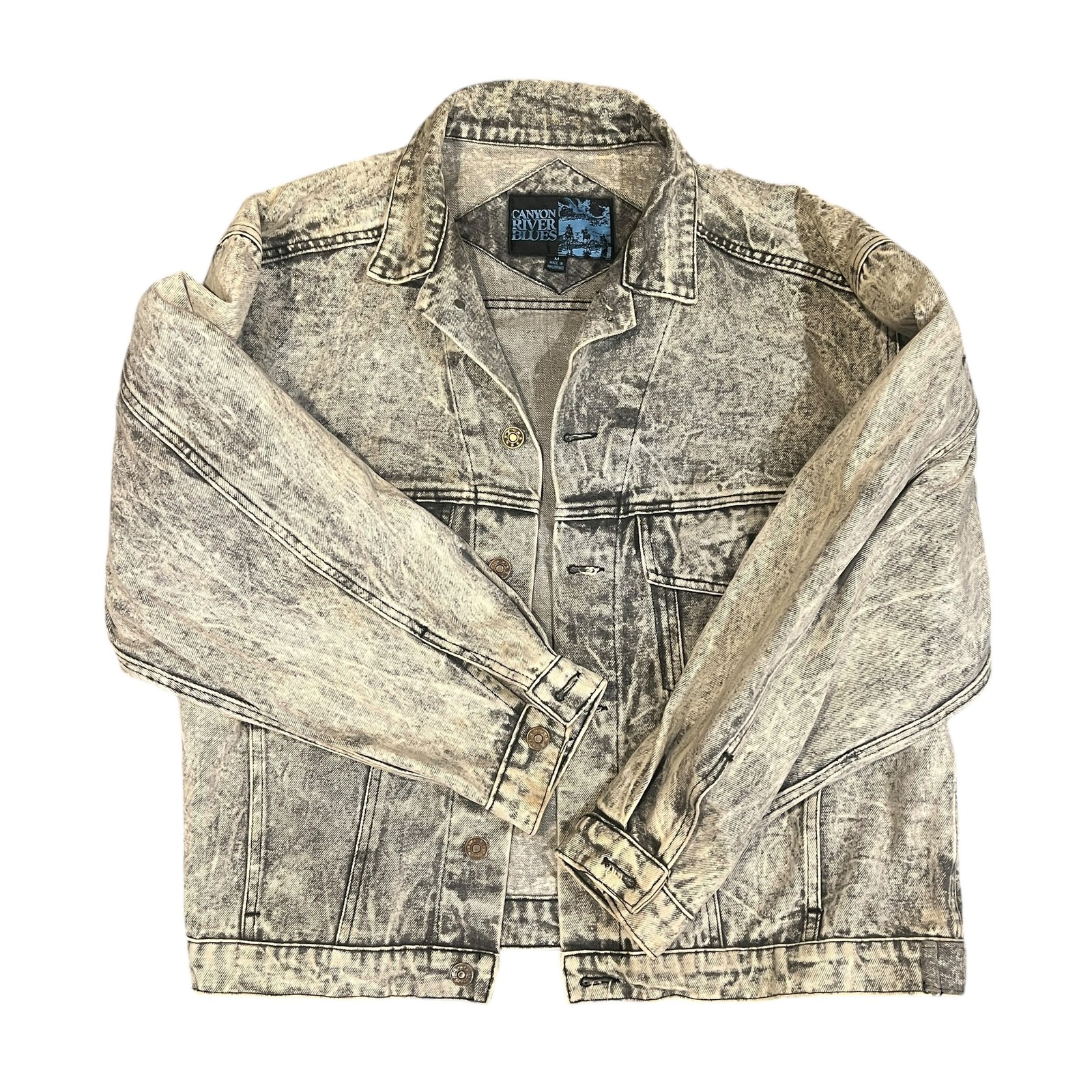 Vintage Canyon River Blues Acid Wash Denim Jacket Women’s Medium 80s 90s Gray