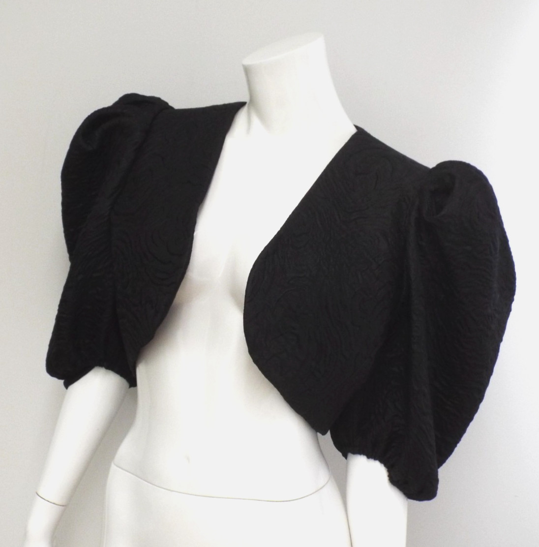 VTG 1980s Yves Saint Laurent Black Puff Sleeve Bolero Jacket 42 YSL Rive Gauche