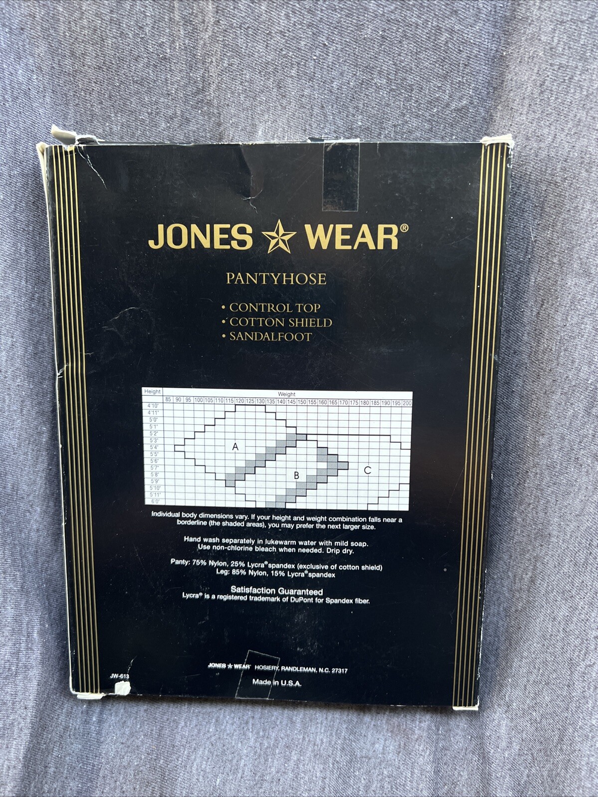 NOS 3 Pair Jones Wear Pantyhose Sz C Lace Lycra Sheer Control Top Hosiery