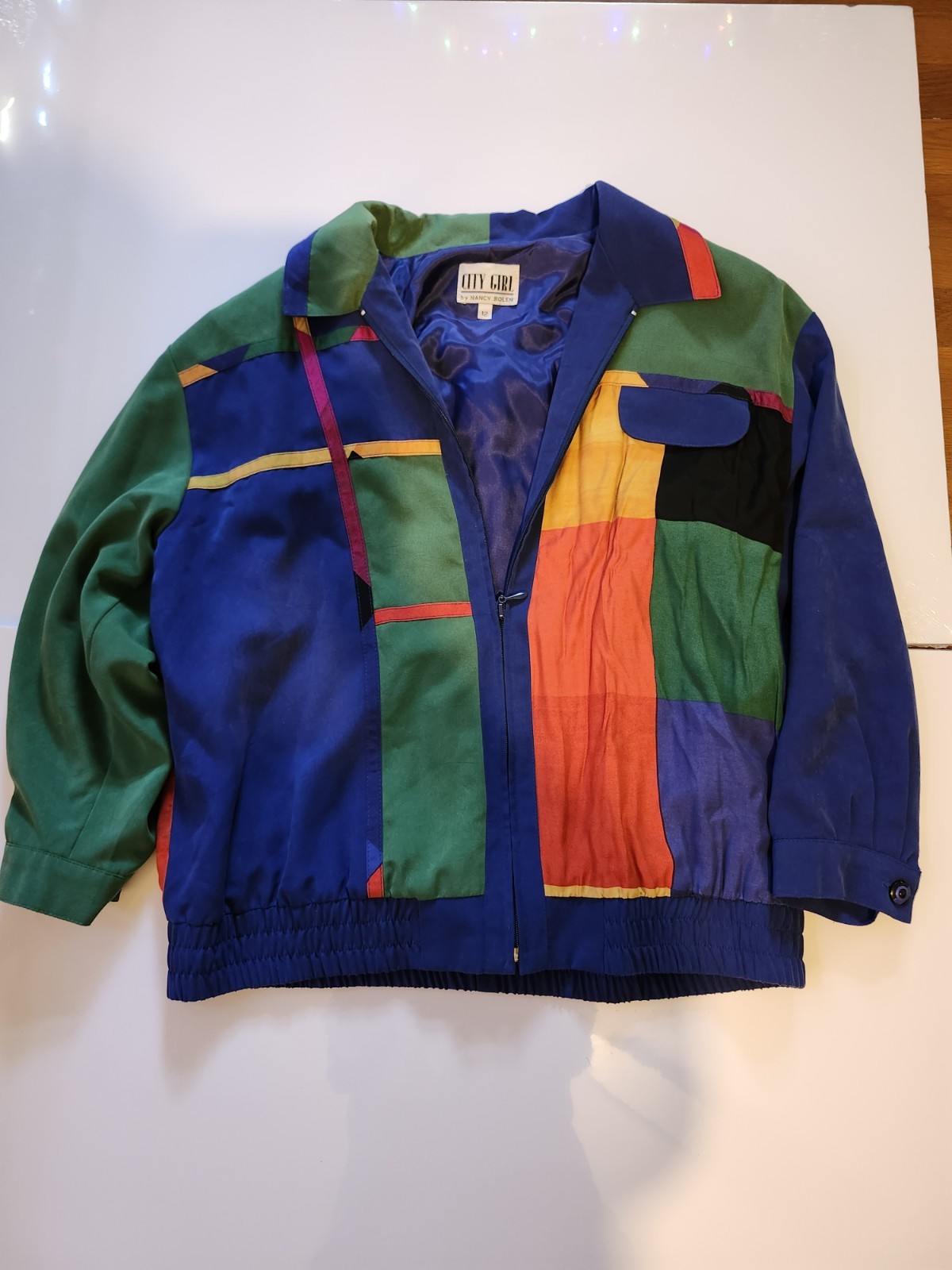 Vintage City Girl Brightly Colored Geometric Color Block 80s Style Light Jacket