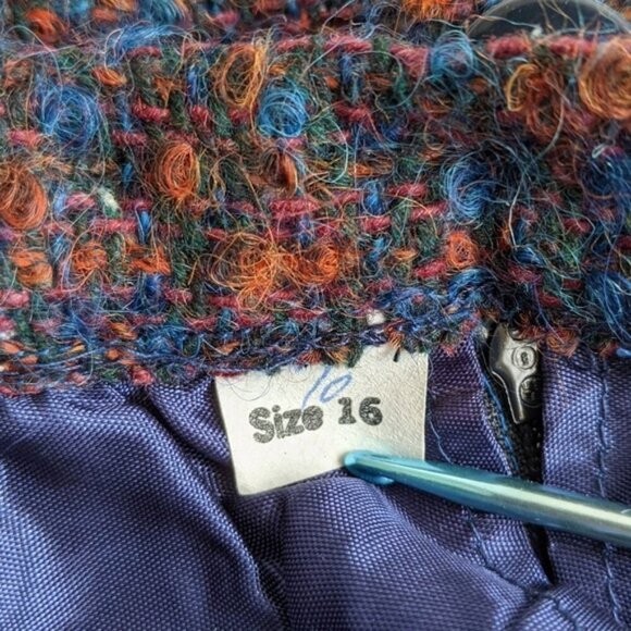 Vintage Curly Wool Classic Skirt Suit Tag 16 Waist 30″ Chest 40″ Union Label