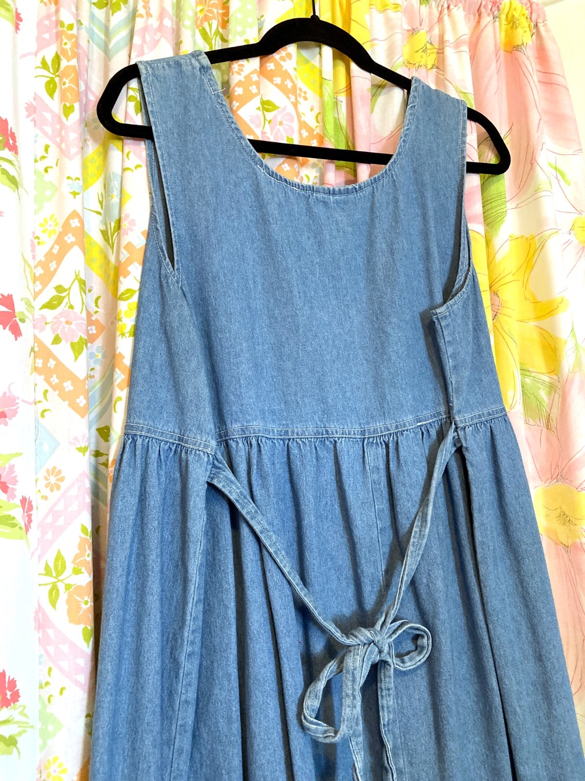 Vintage 90s Denim Tank Maxi Dress, Blue, 1X, 44″ Chest
