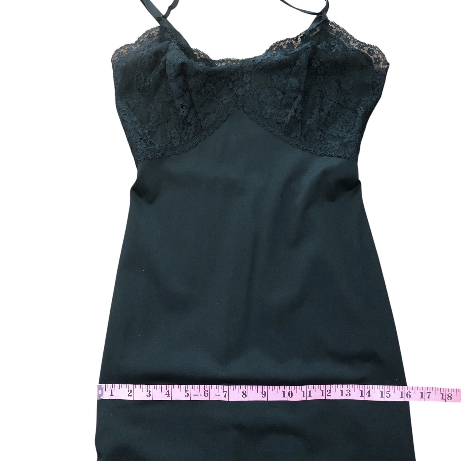Vintage Gossard Artemis Full Slip Adj Straps Nylon Lace Black Negligee Size 32