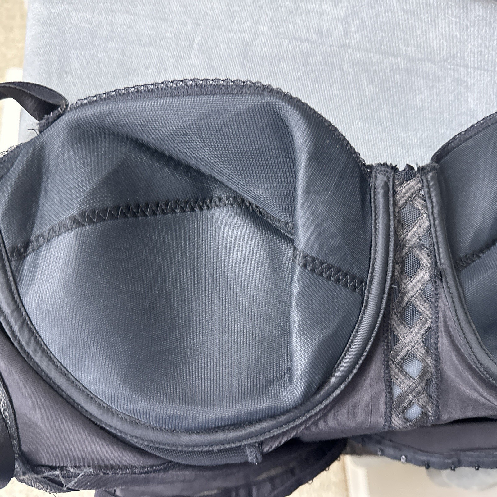 Vintage Crown-ette 44D All In One Shaper Corselette Satin Lace Mesh Black 90s US