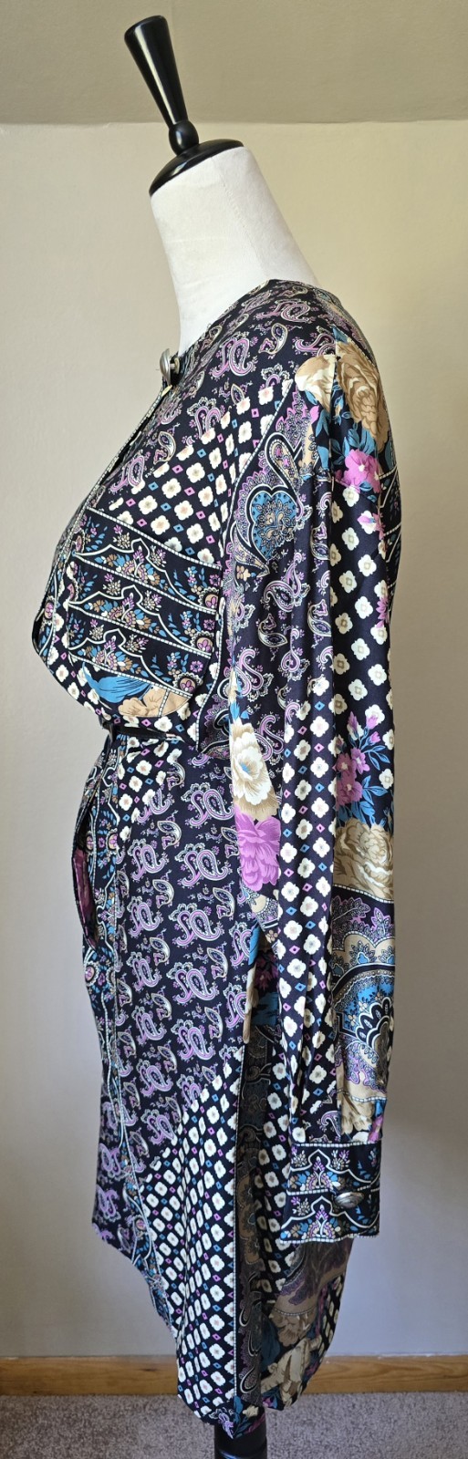 Vintage 70s Lorac Original Lady Carol ILGWU USA Paisley Rayon Dress 14.5