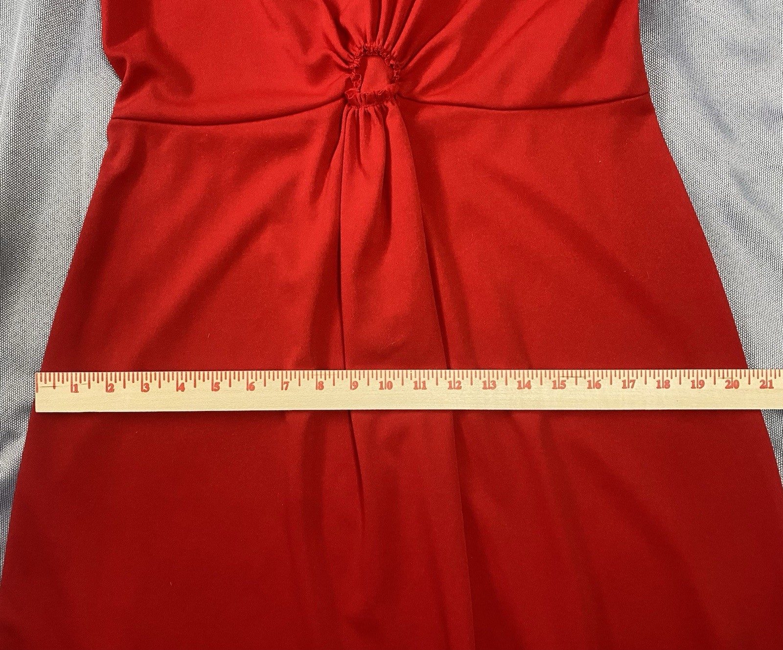 Vintage Sears Fashions Maxi Dress Evening Gown Women’s 18 Red Sheer Bell Sleeves