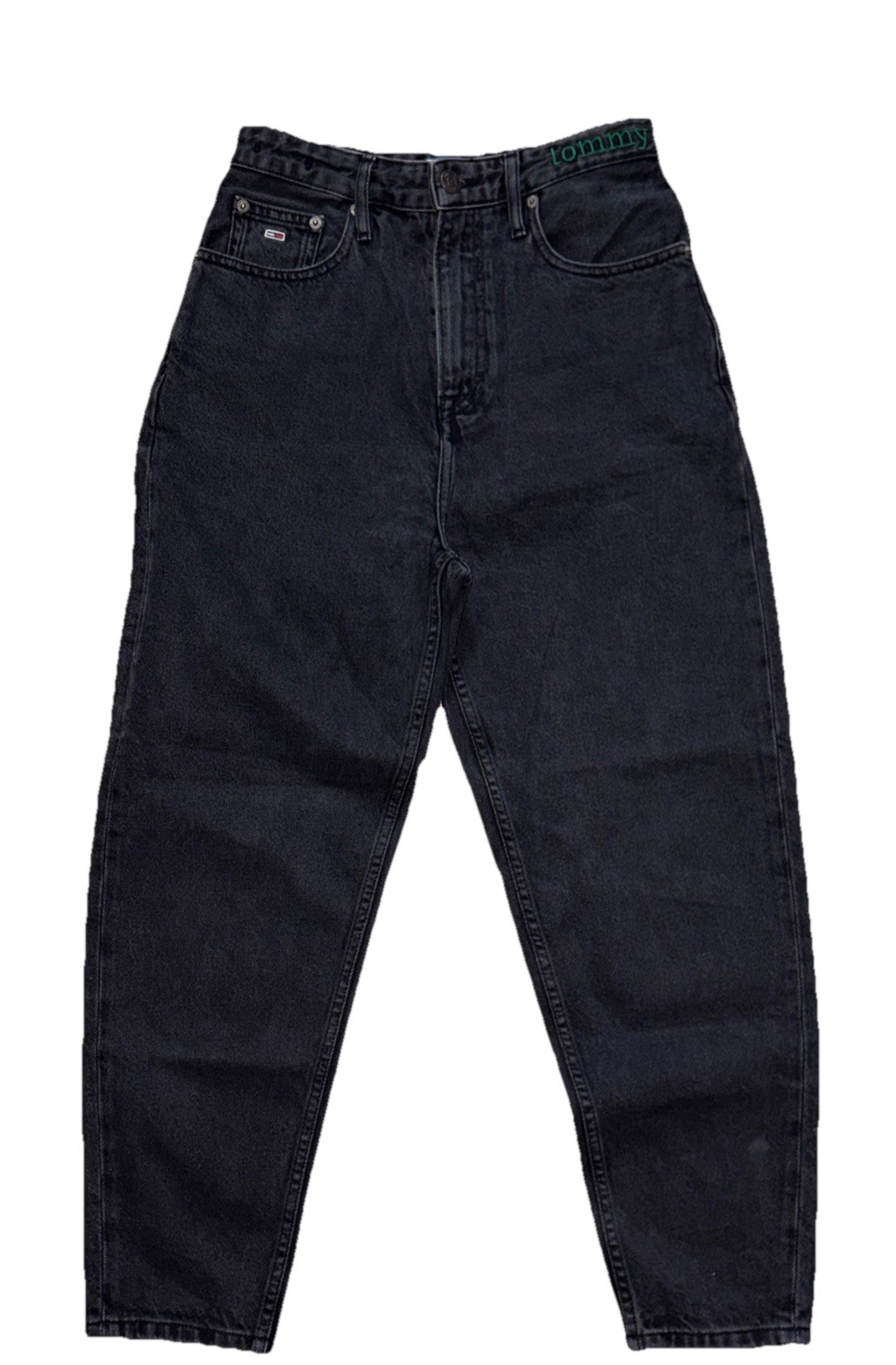 Vintage Tommy Hilfiger Black Wash High Rise Tapered Tommy Jeans Mom Size 26×30