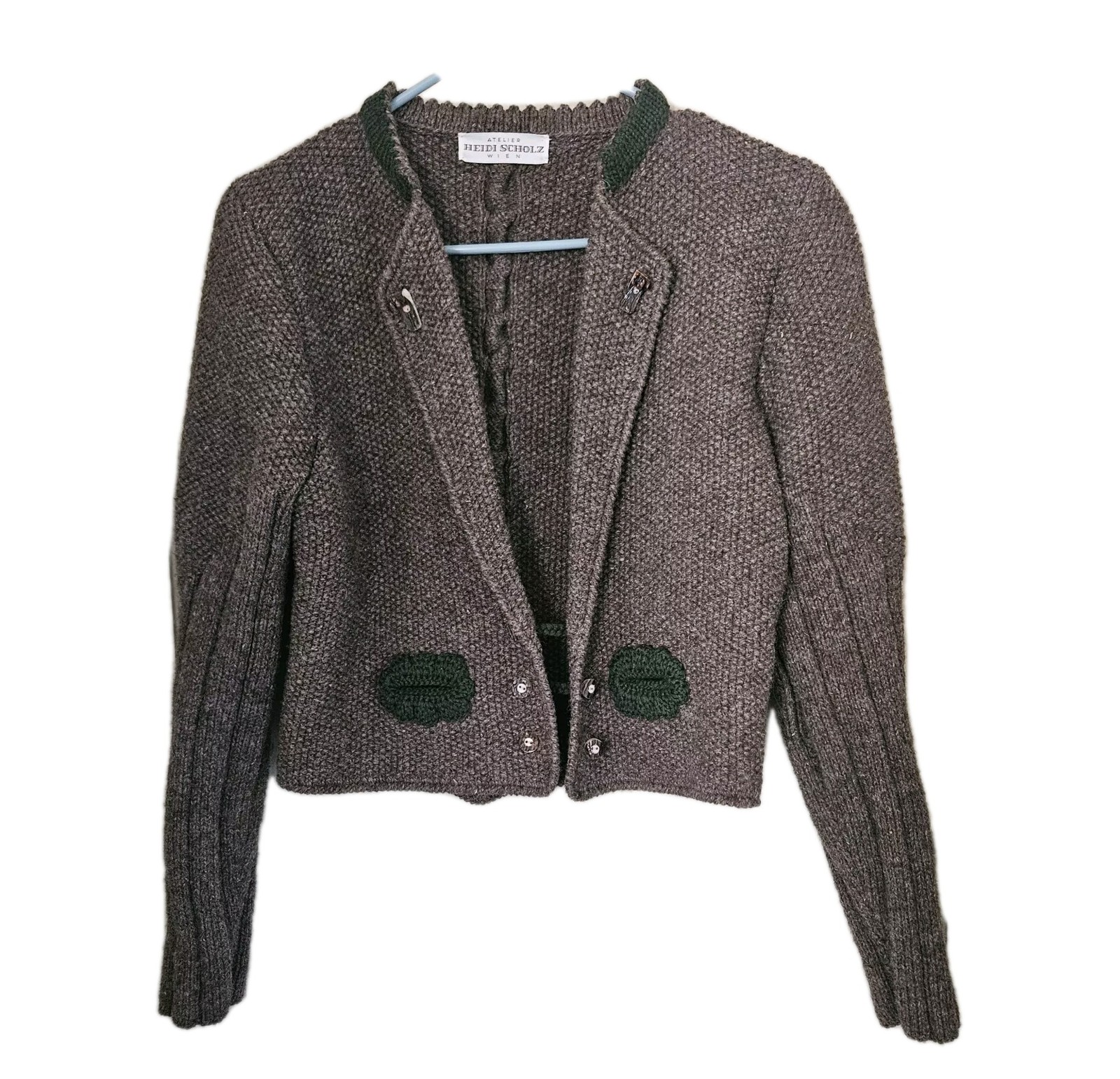 VTG Austria Jacket Octoberfest Cable Knit Hand Stitch Wool Crop Vienna US-M 70s