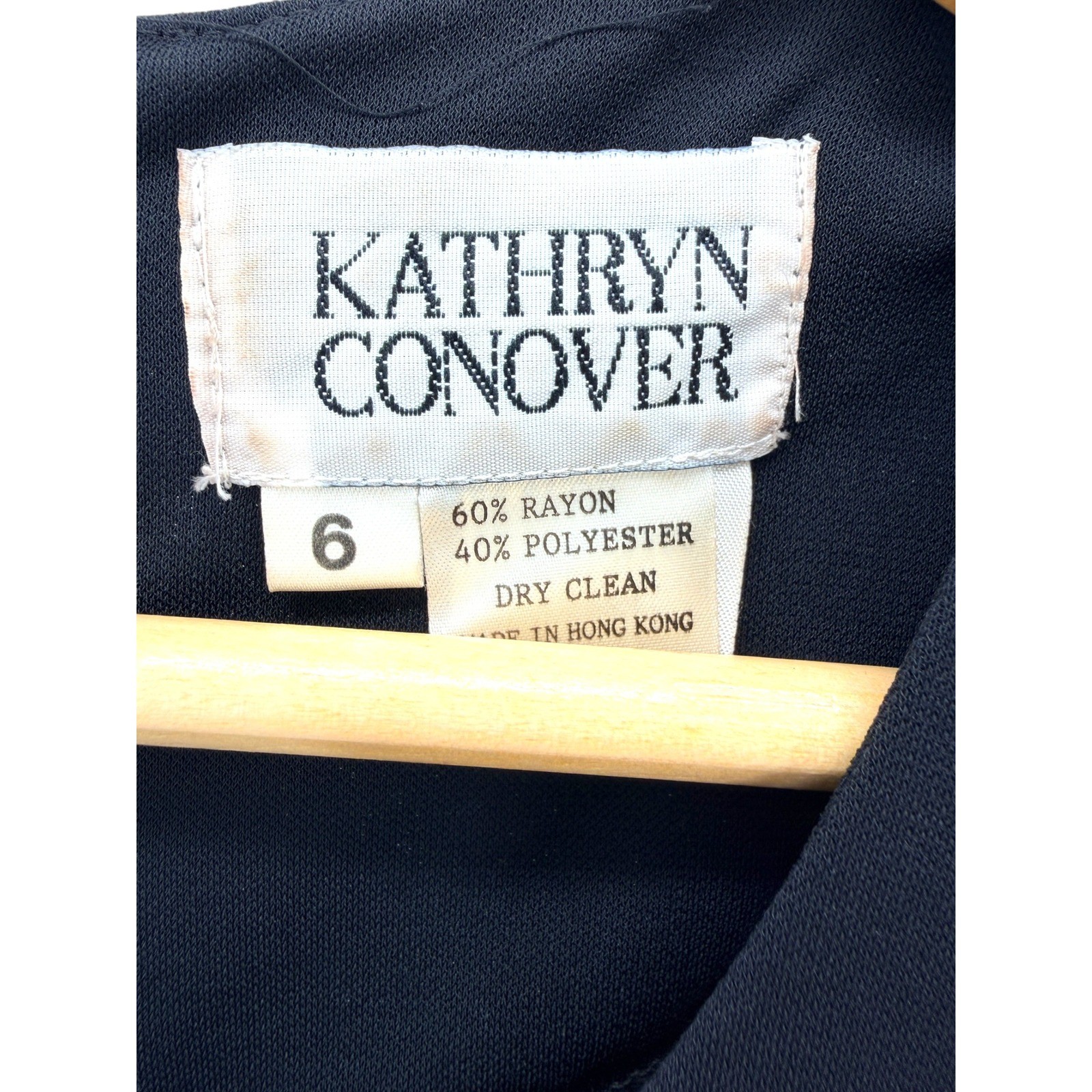 Kathryn Conover Vintage Black Drop Waist Lace Peplum Midi Dress Long Sleeve Sz 6