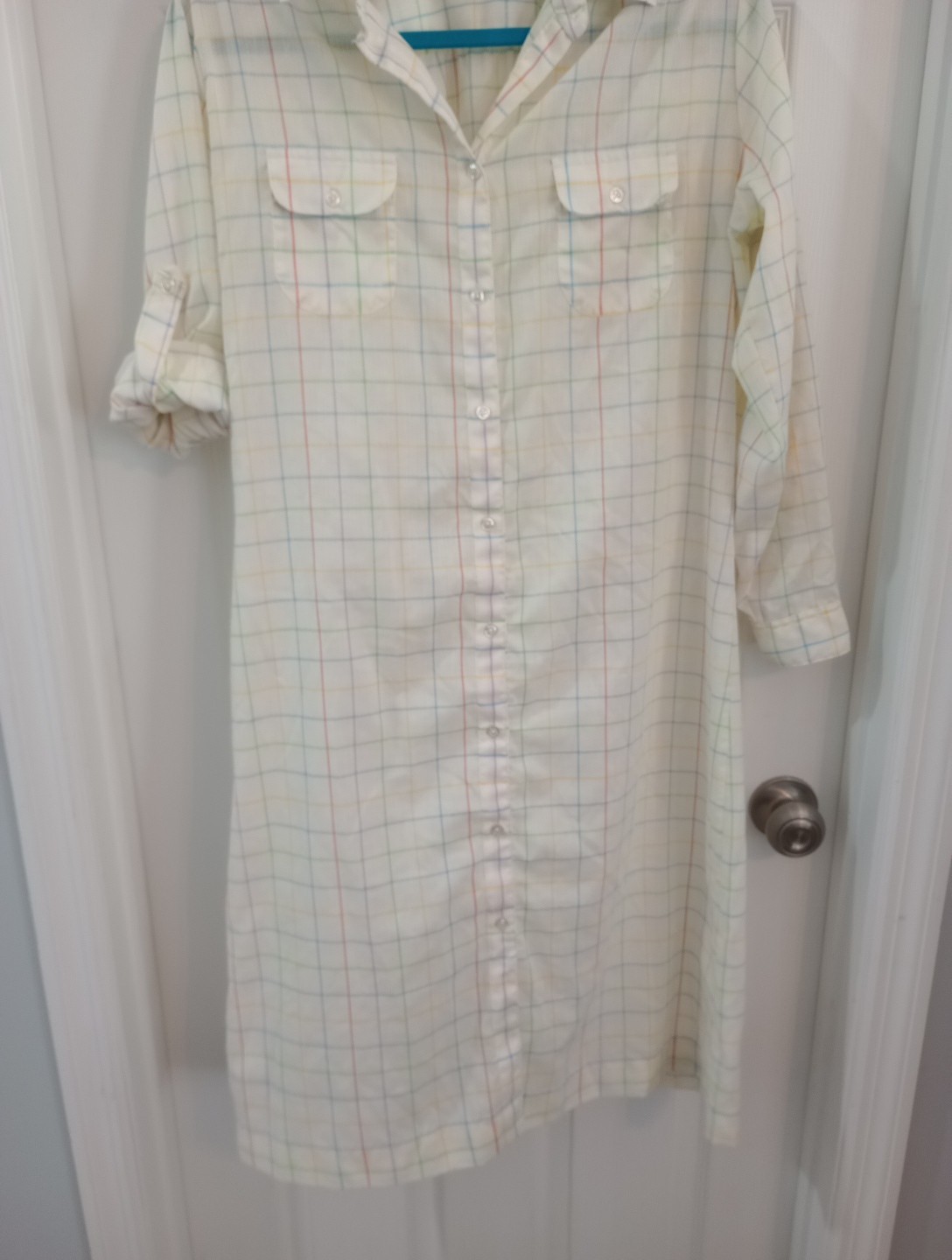 Vintage 80s Shirtmaker By Dunloggin Window pain Colorfully Patterned Dress, Size