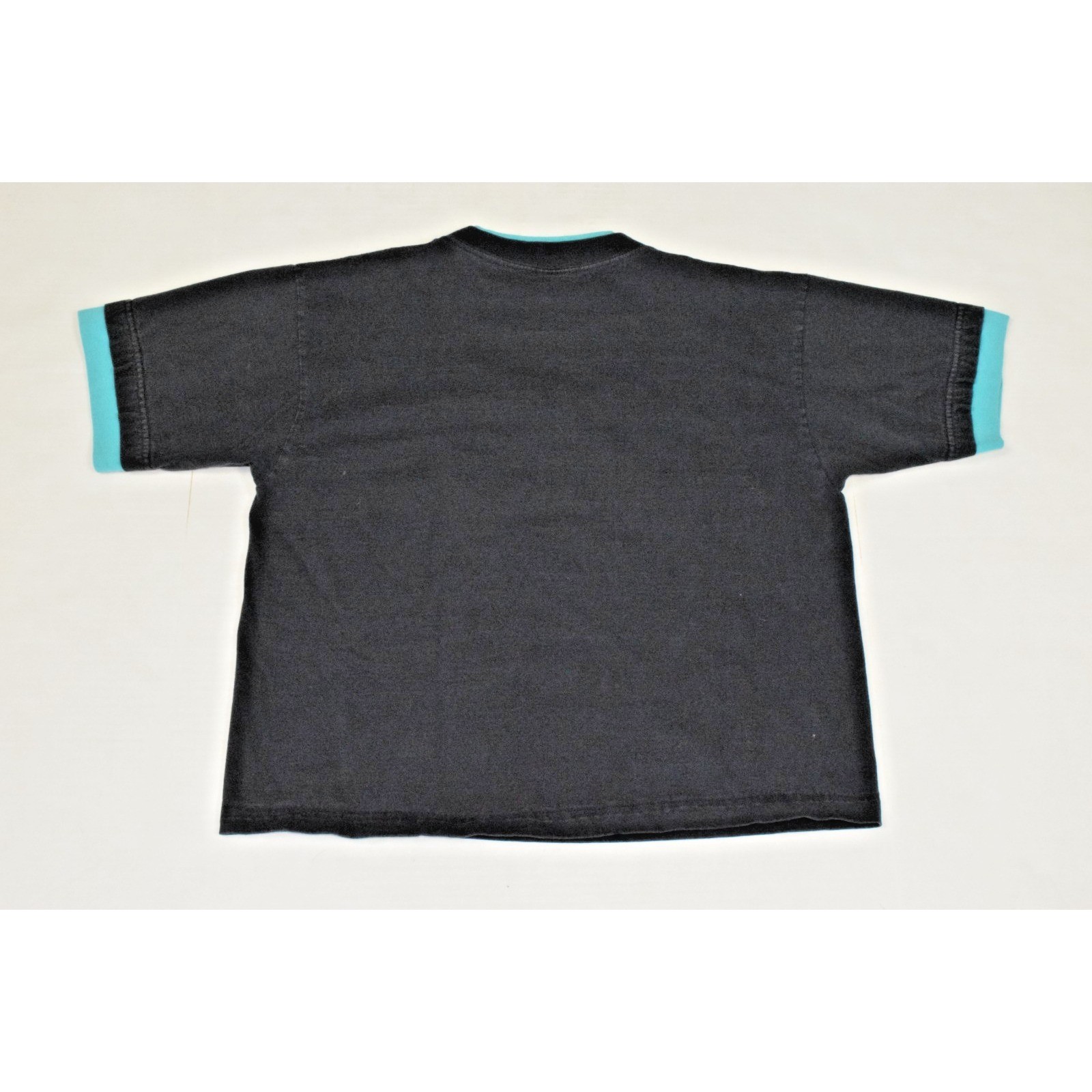 Vintage Western T-Shirt Size L 90s Turquoise Pink Butterfly Black Cotton
