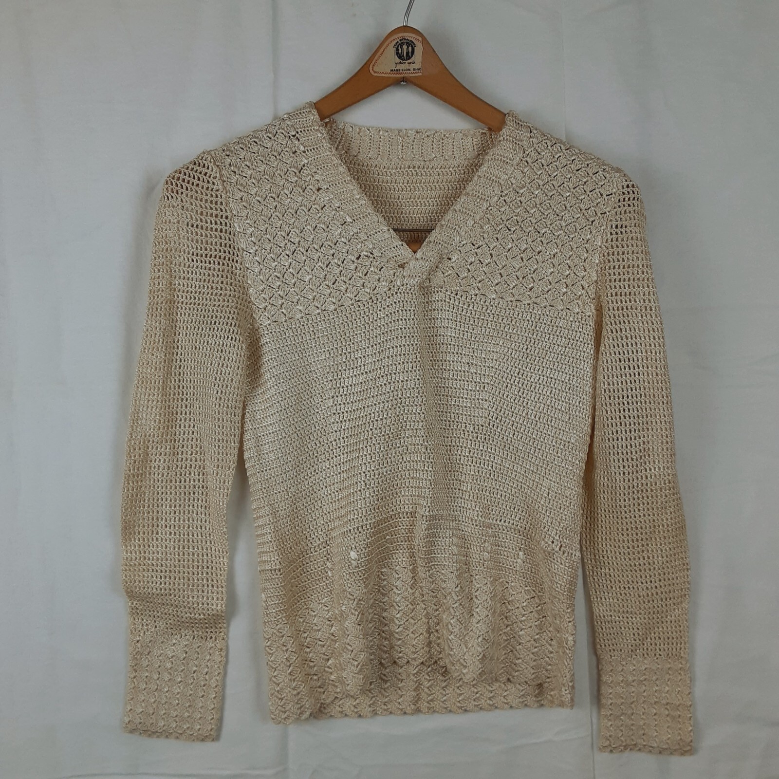 Vintage Sweater Skirt & Top Matching Set Beige Womens Unmarked Size/Brand READ