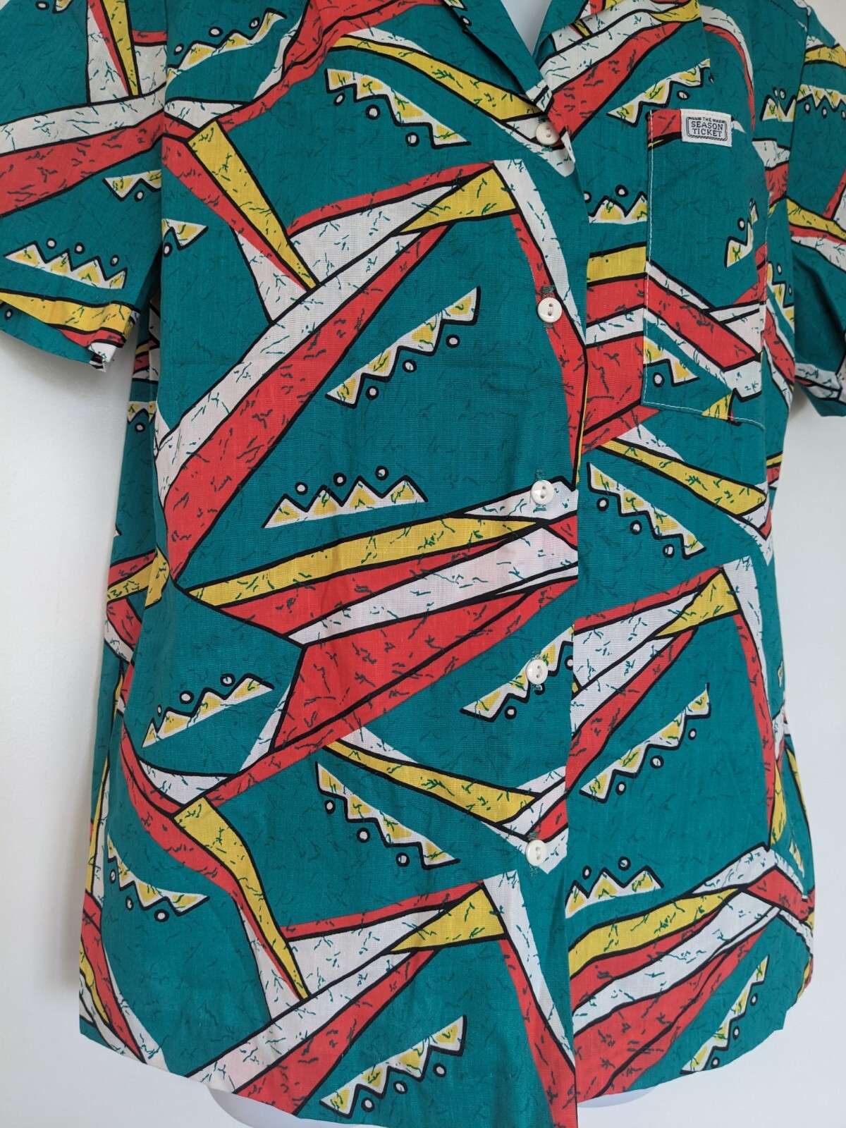 Vintage 80s 90s The Season Ticket New Wave Geometric Retro Woments Top Geek USA
