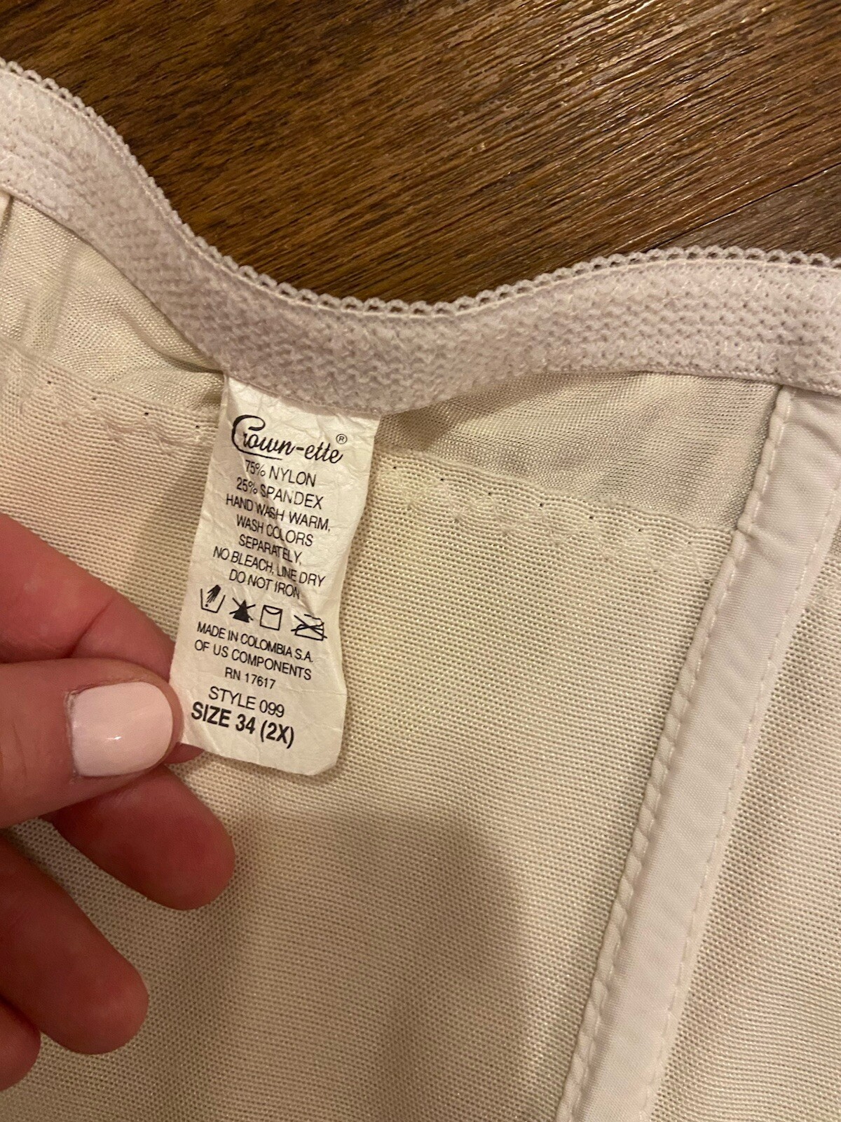 Vintage Crown-Ette Corset Waist Trainer Beige Hook Eye Size 34 2X Style 099 READ