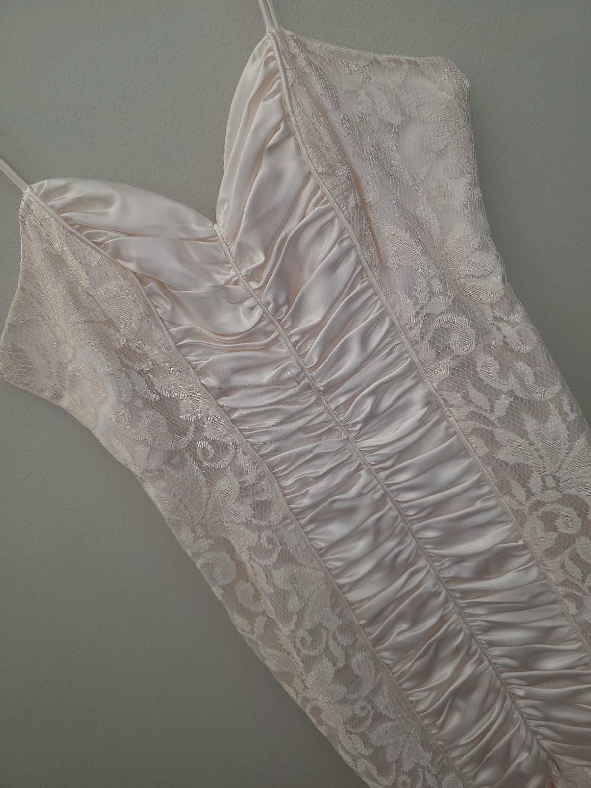 VTG 90s Y2k Satin Lace Prom Dress 5/6 Mermaid Dress Pink Coquette Fairy Midi