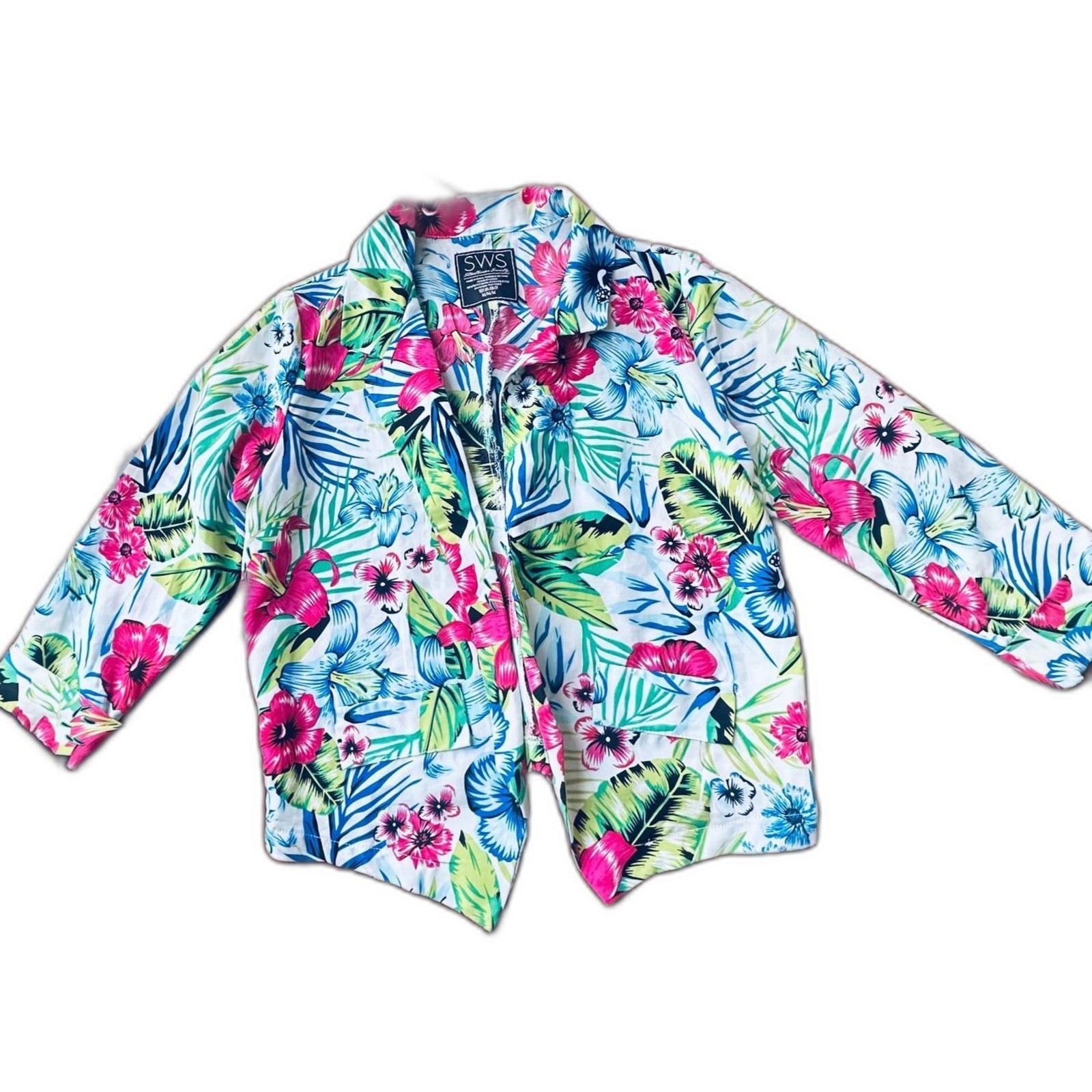 SWS Tropical Floral Casual Tailored Vacation Hawaiian Print Lightweight Blazer M
