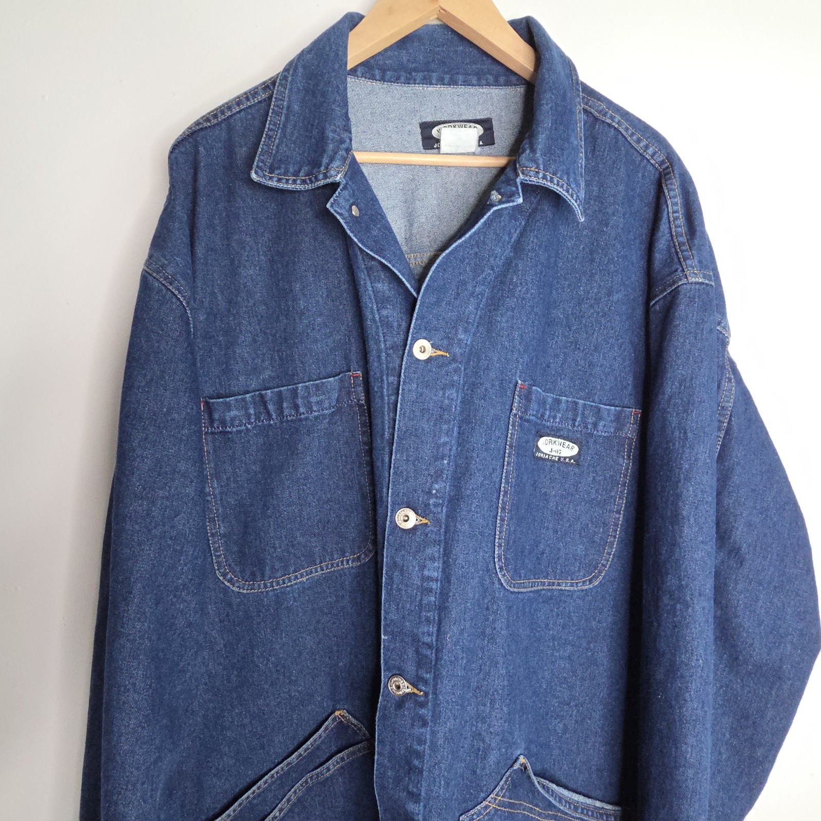 VTG Jordache Womens Denim Jacket Blazer Oversized Stonewash Jean Blue J-07 3X