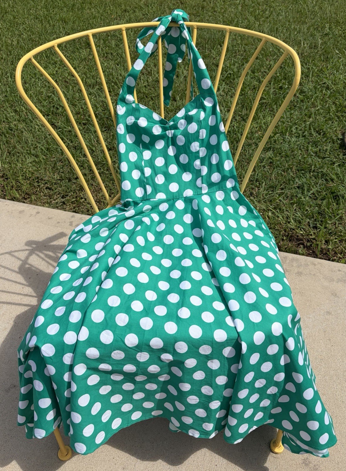 Retro Hell Bunny Kelly Green Vixen Polka Dot Dress Size XS