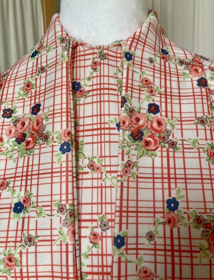 1970s Plaid and Floral All Over Patterned Shirt