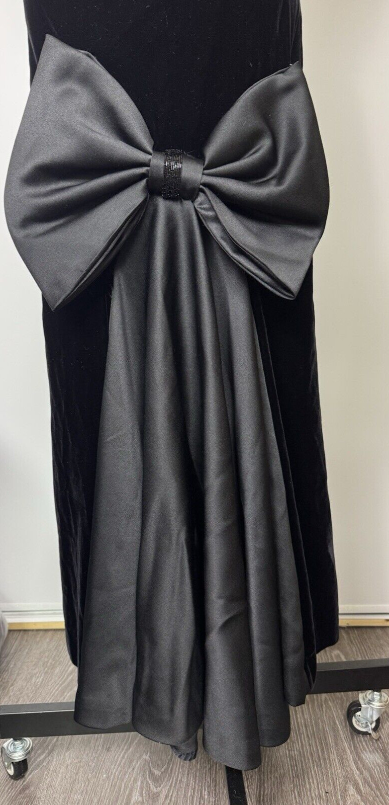 VTG Anthony Norman Black Velvet Strapless Dress Cottagecore Whimsygoth Sz M/L