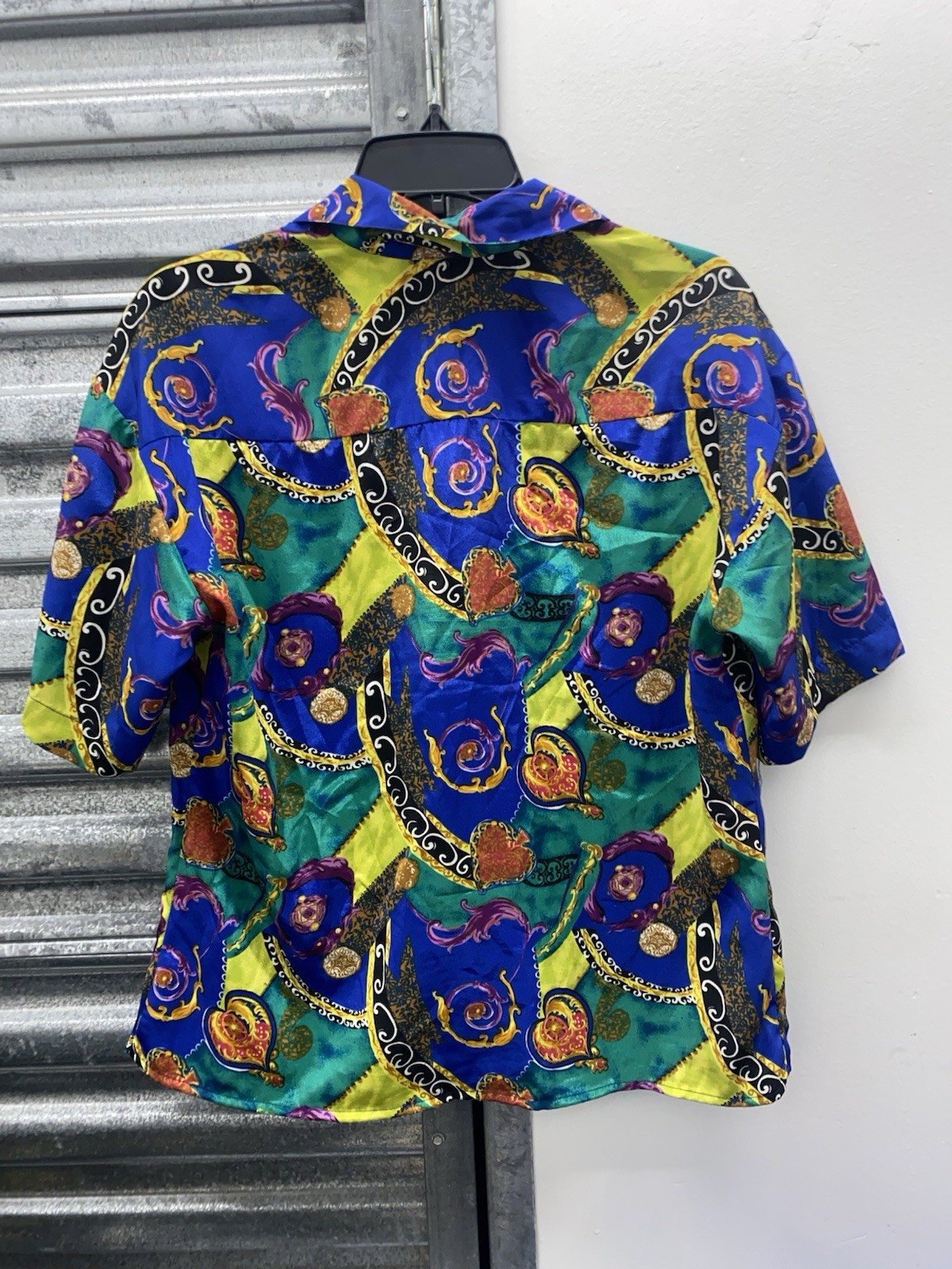 Vintage Late 1980’s Notations Vibrant Abstract Pattern Blouse Button Up Size Med
