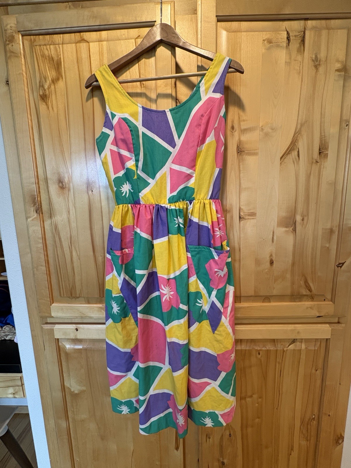 Vintage Jenni Multicolor Geometric Dress Medium Scoop Neck Sleeveless