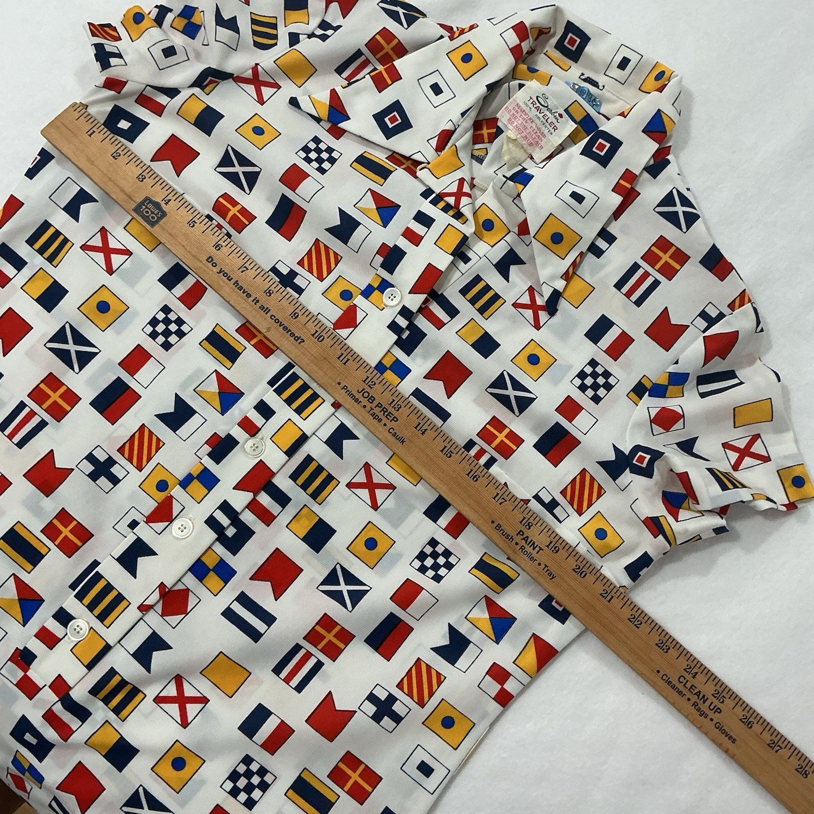 VTG 60s/70s Serbin Traveler Nautical Flag Mod Shirt Dress L XL Prop Yacht Rare