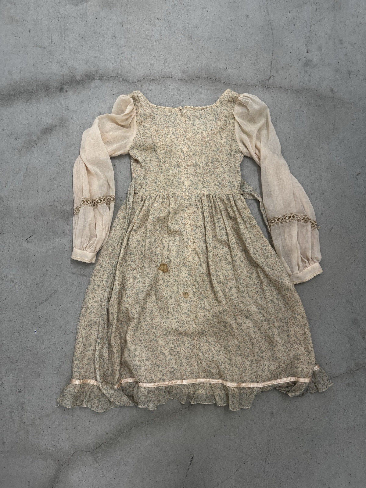 Gunne Sax by Jessica Floral Maxi Dress Size 9 Calico Prairie Has Some STAINs