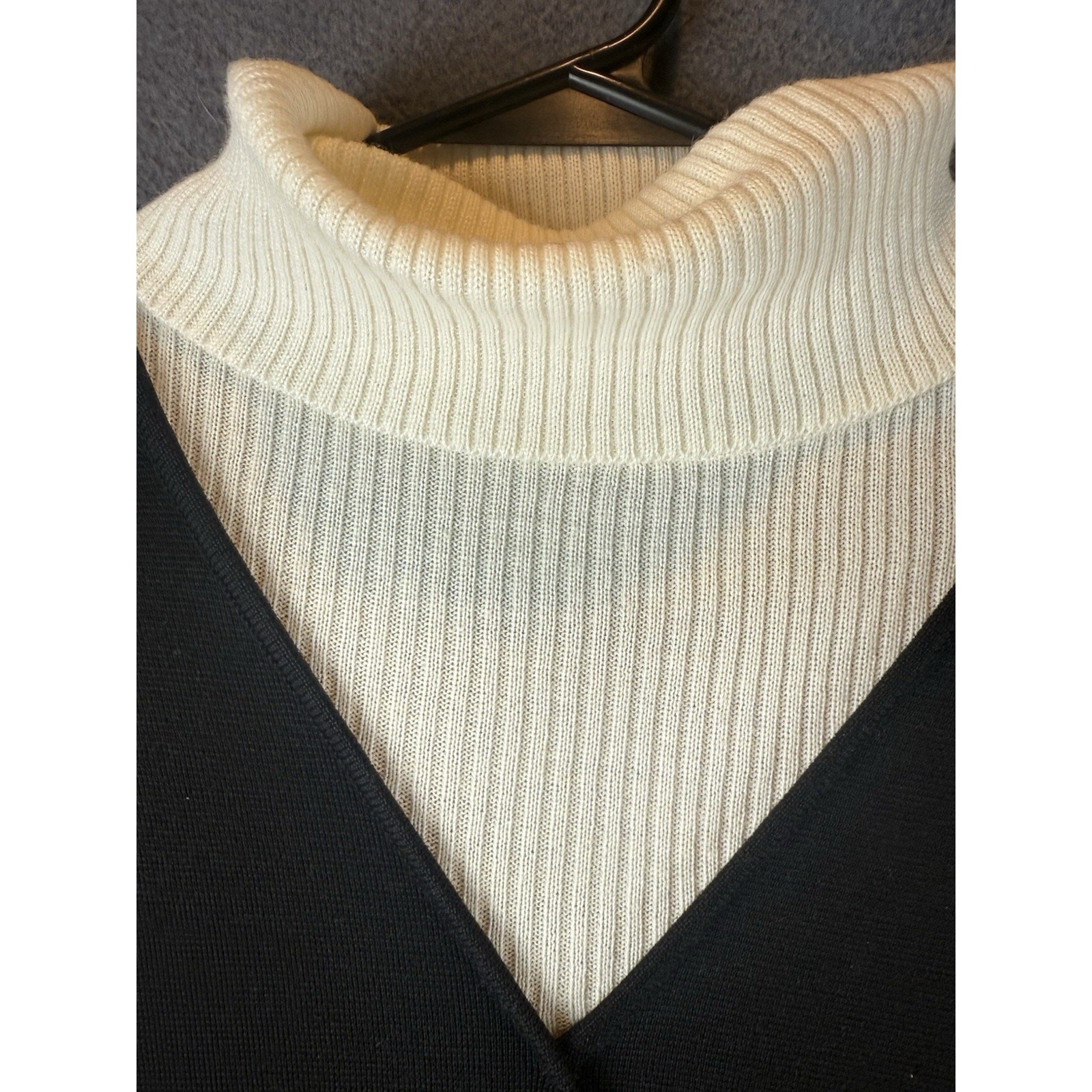 Vtg 1990s Jones New York Sz Med Turtle-Neck Sweater Vest Dress Merino Wool