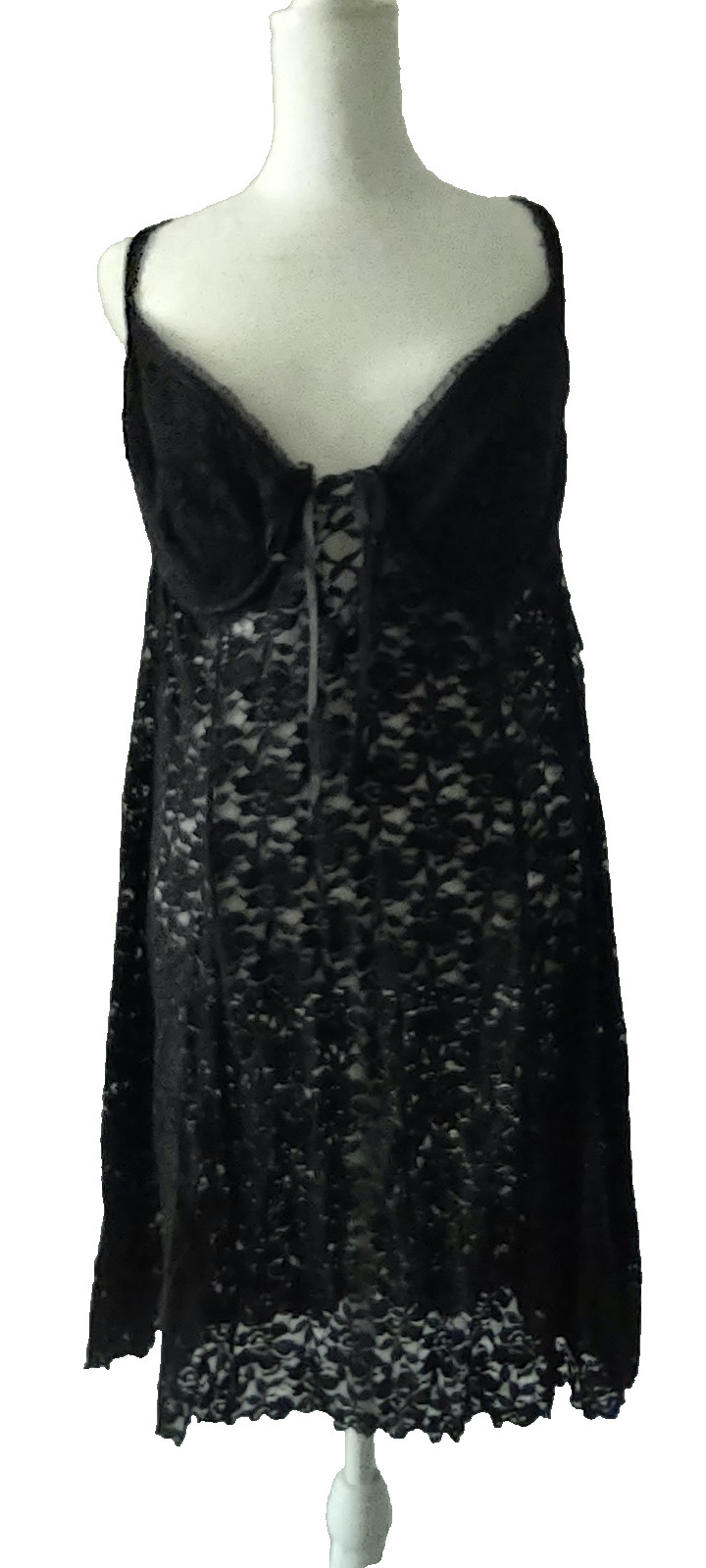 Vtg Etonne by Sarah Richards Plus 18/20 Black Sexy Lace Slip Dress Coquette Y2K
