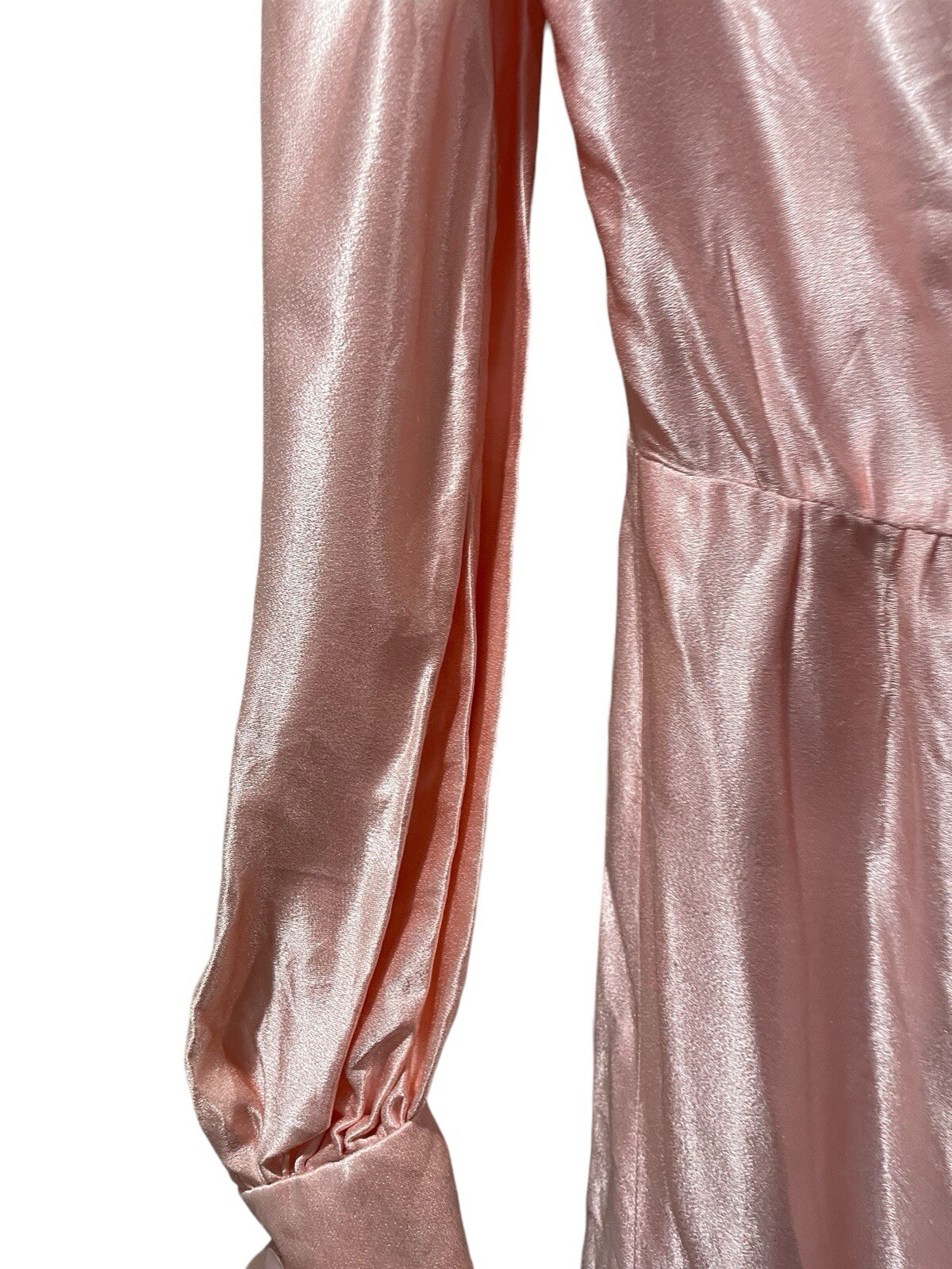 Vintage Pat Sandler 1970s Baby Pink Beaded Cut Out Accent Long Sleeve Dress M?