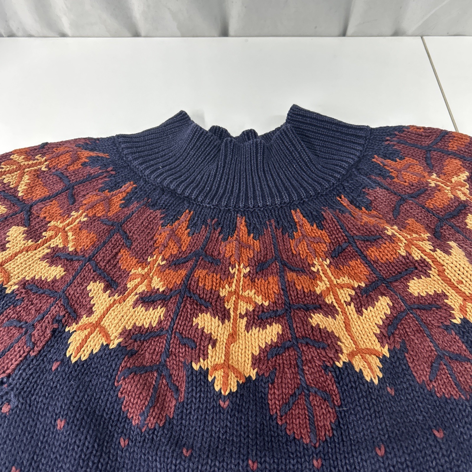 VTG 80’s Van Heusen For Her Hand Embroidered Sweater Hearts Leaves Mock Neck S