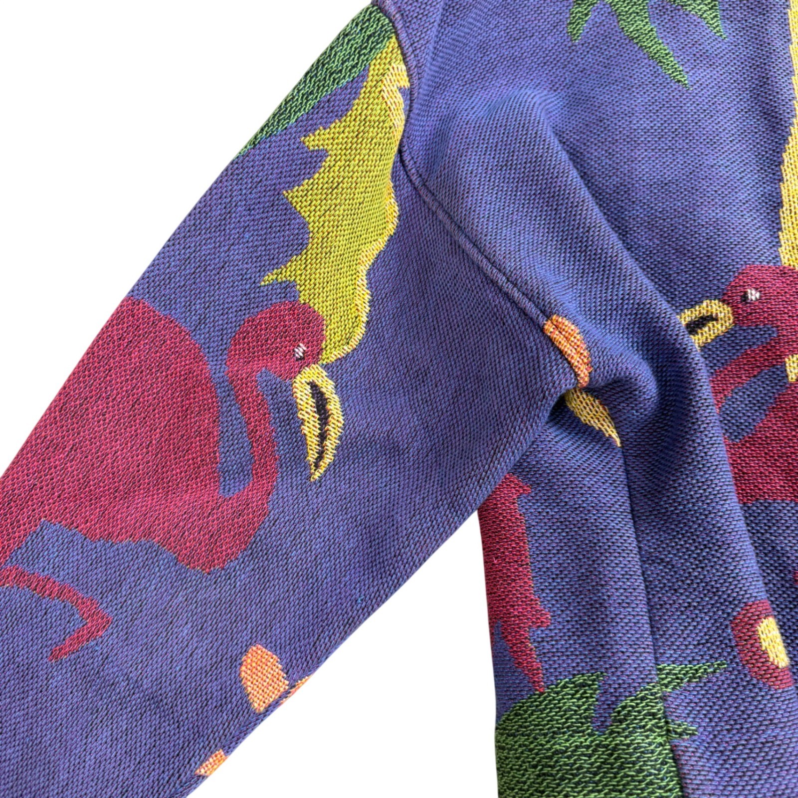 Painted Pony Tapestry Jacket Womens Large Flamingo Tropical Vintage 90s Cropped